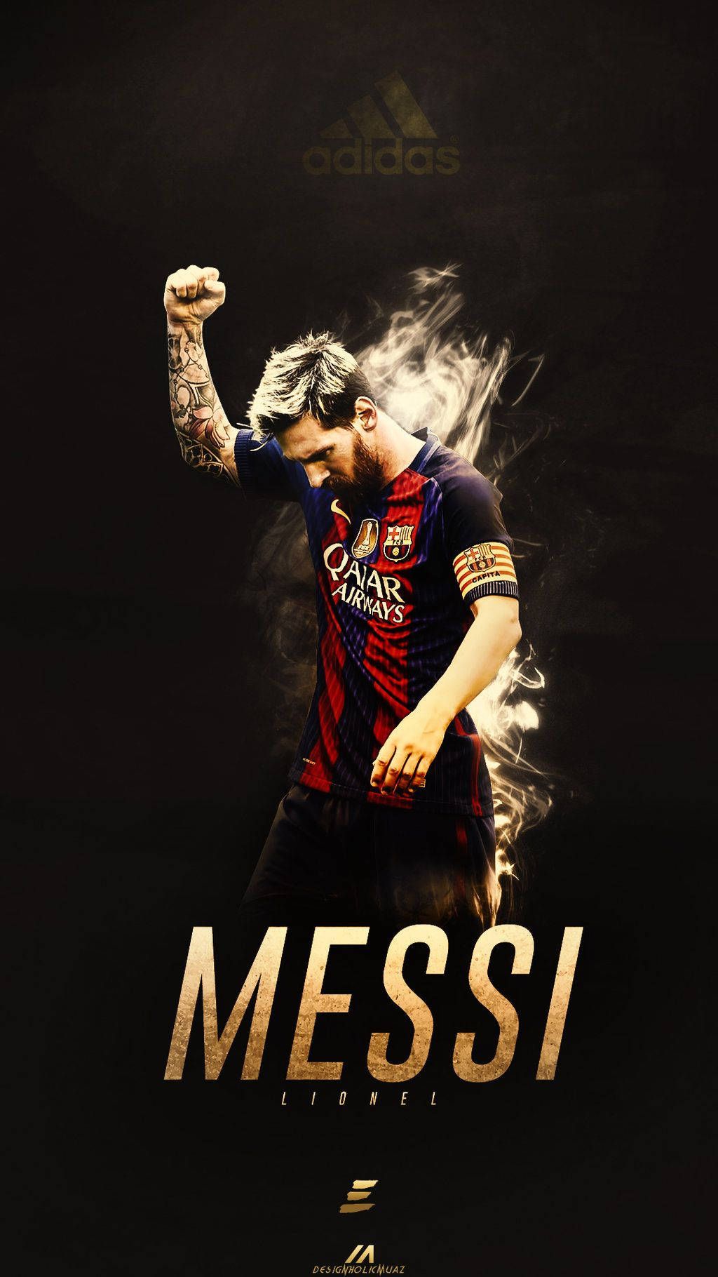 1024x1820 Download Lionel Messi celebrates after scoring. Wallpaper