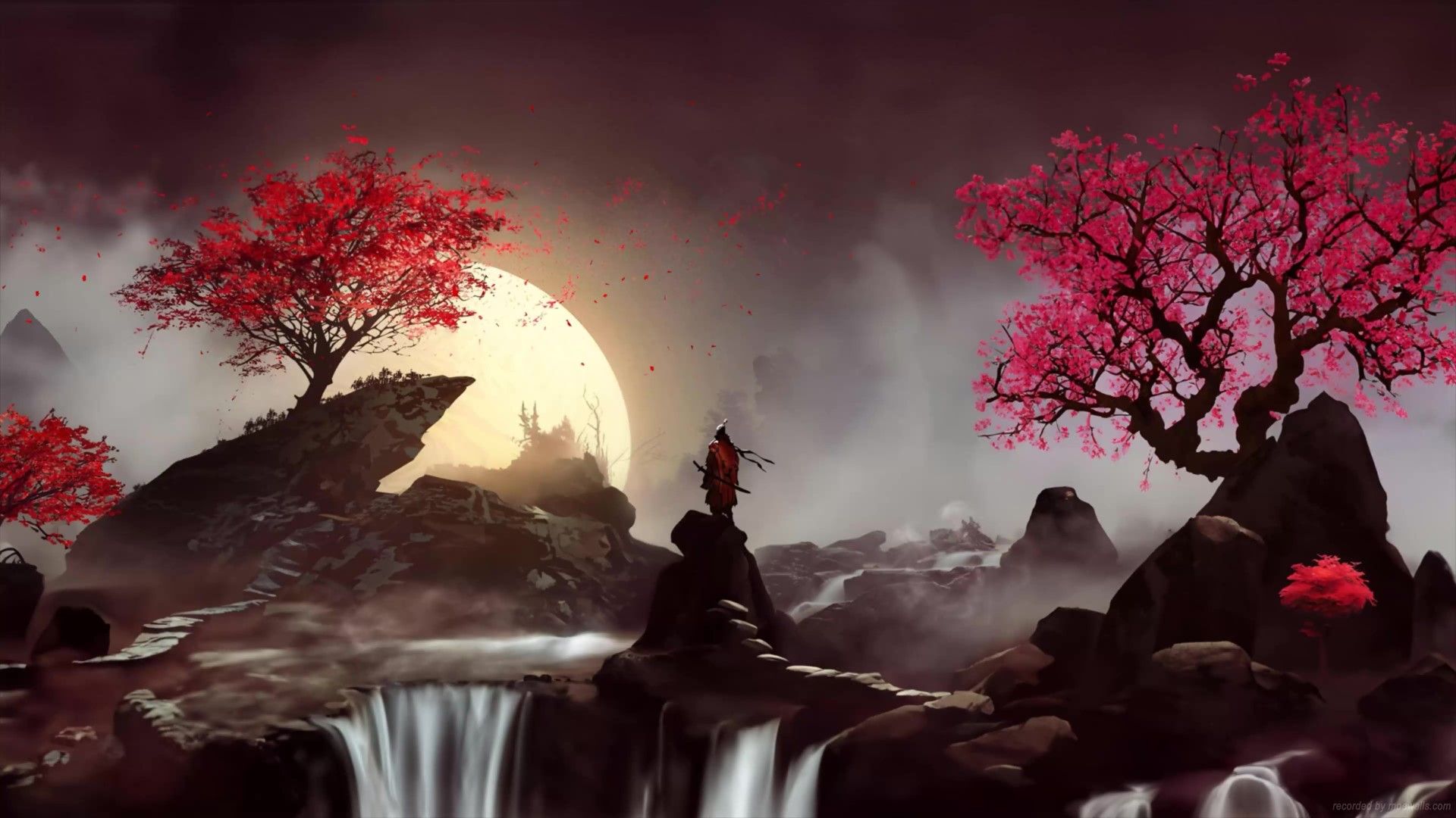 1920x1080 Sekiro Moonlight Waterfall Live Wallpaper