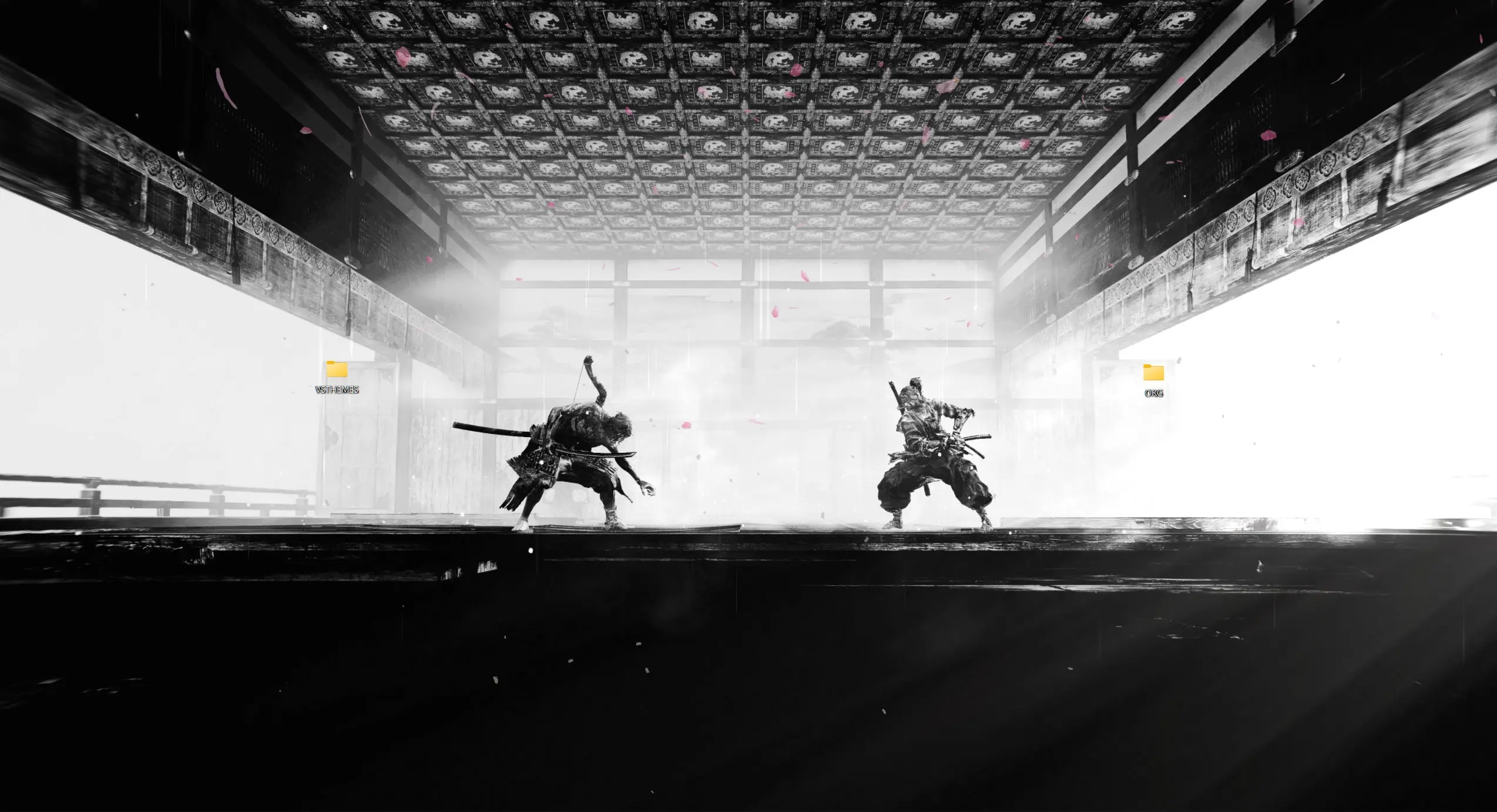 2548x1382 Live wallpaper Battle of the Wolf and Genichiro Asina (Sekiro Shadows Die Twice) download on