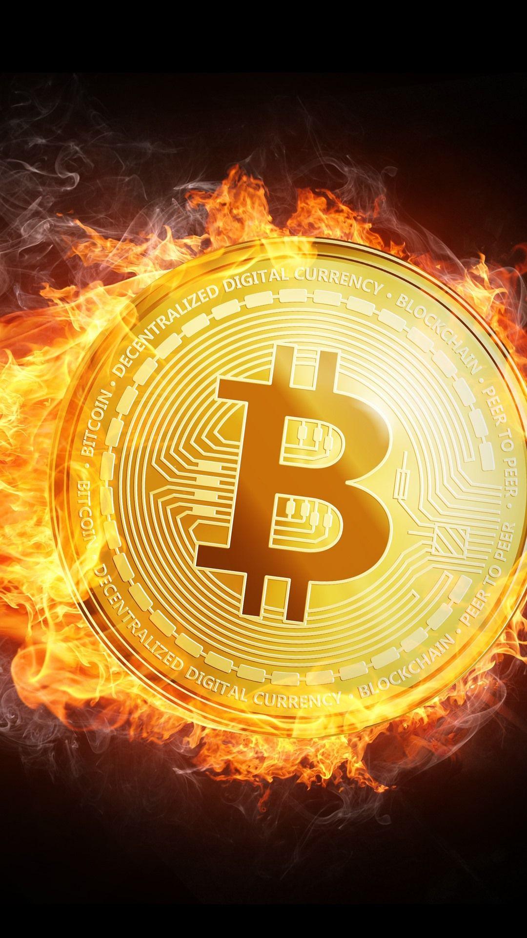 1080x1920 Bitcoin, Flame, Fire, Creative 1242x2688 IPhone 11 Pro XS Max Wallpaper, Background, Picture, Image
