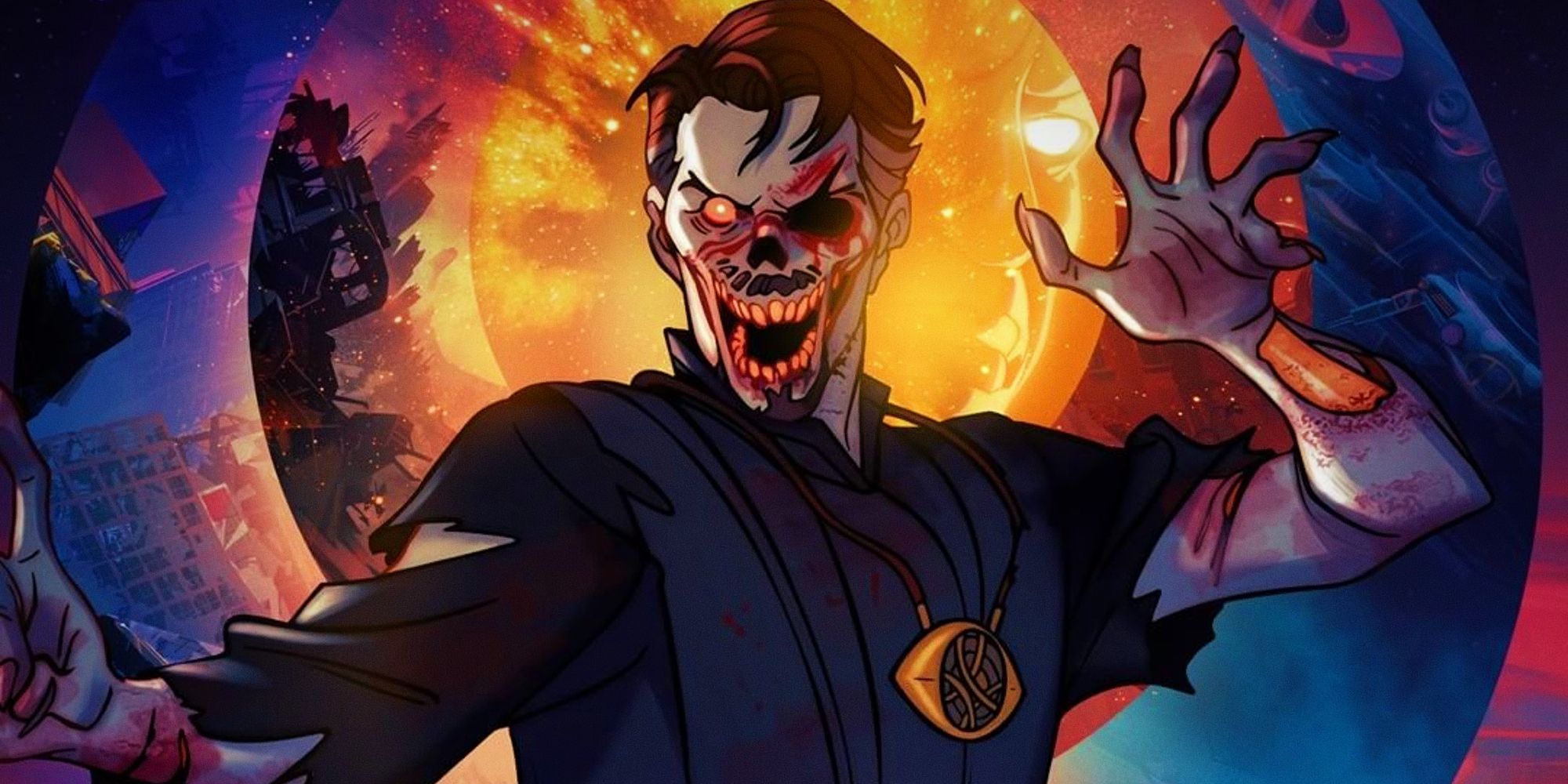 2000x1000 Zombie Doctor Strange Poses In New Marvel's What If.? Poster