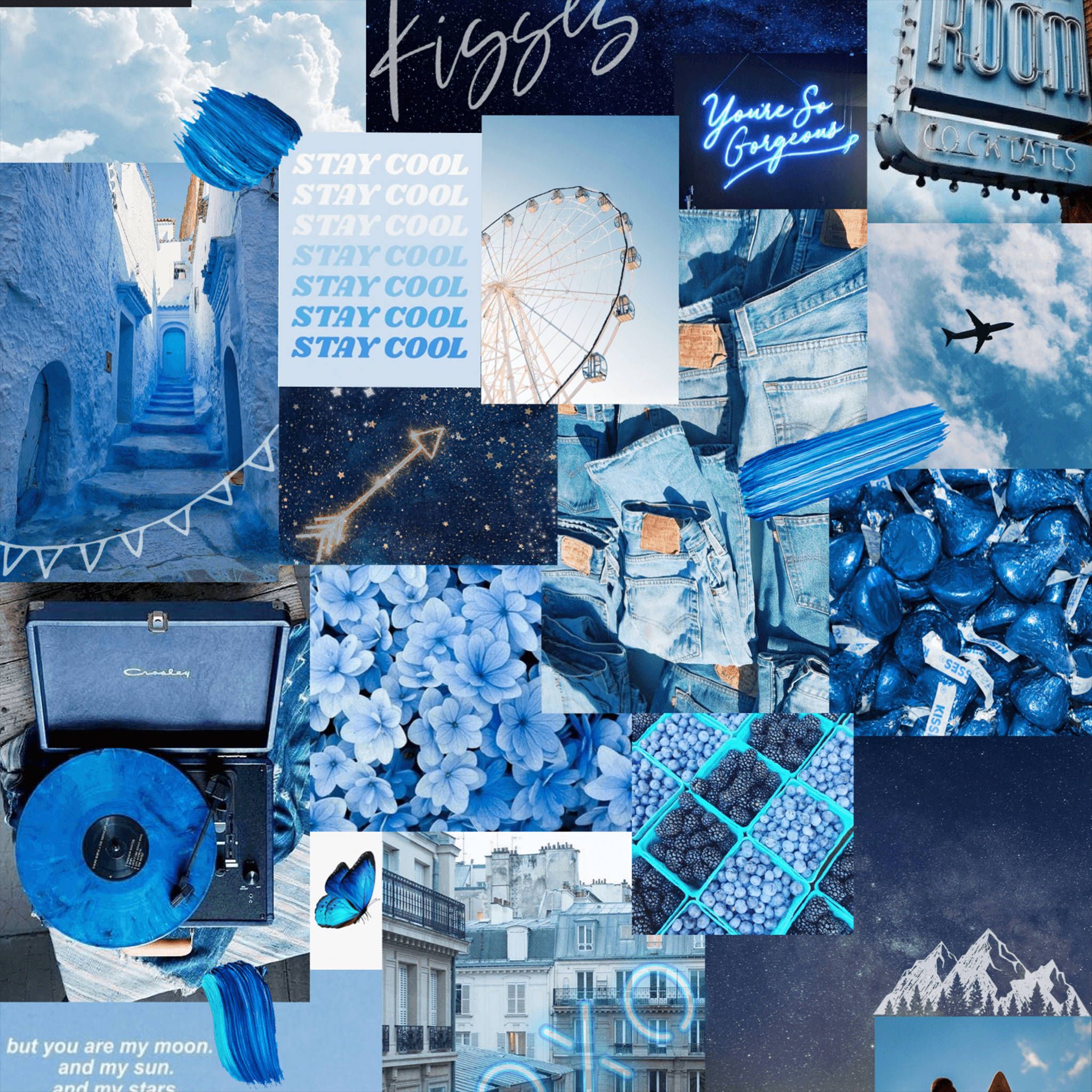 2048x2048 Download Aesthetic iPad Blue Collage Wallpaper