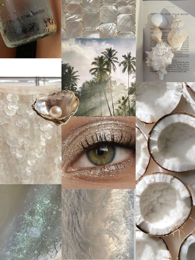 800x1066 Cute iPad Wallpaper : Neutral Pearl Beach Aesthetic Collage iLock Screen Background