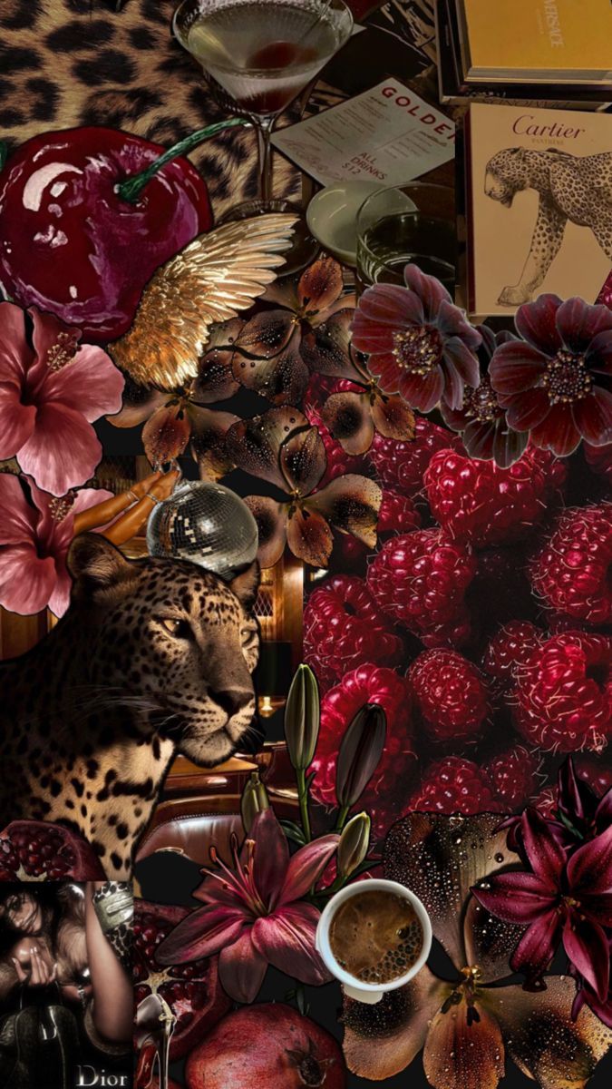 675x1200 Aesthetic dark red cherry fantasy leopard collage iPhone iPad wallpaper. Red collage aesthetic, Black and red collage, Cherry red and black aesthetic wallpaper