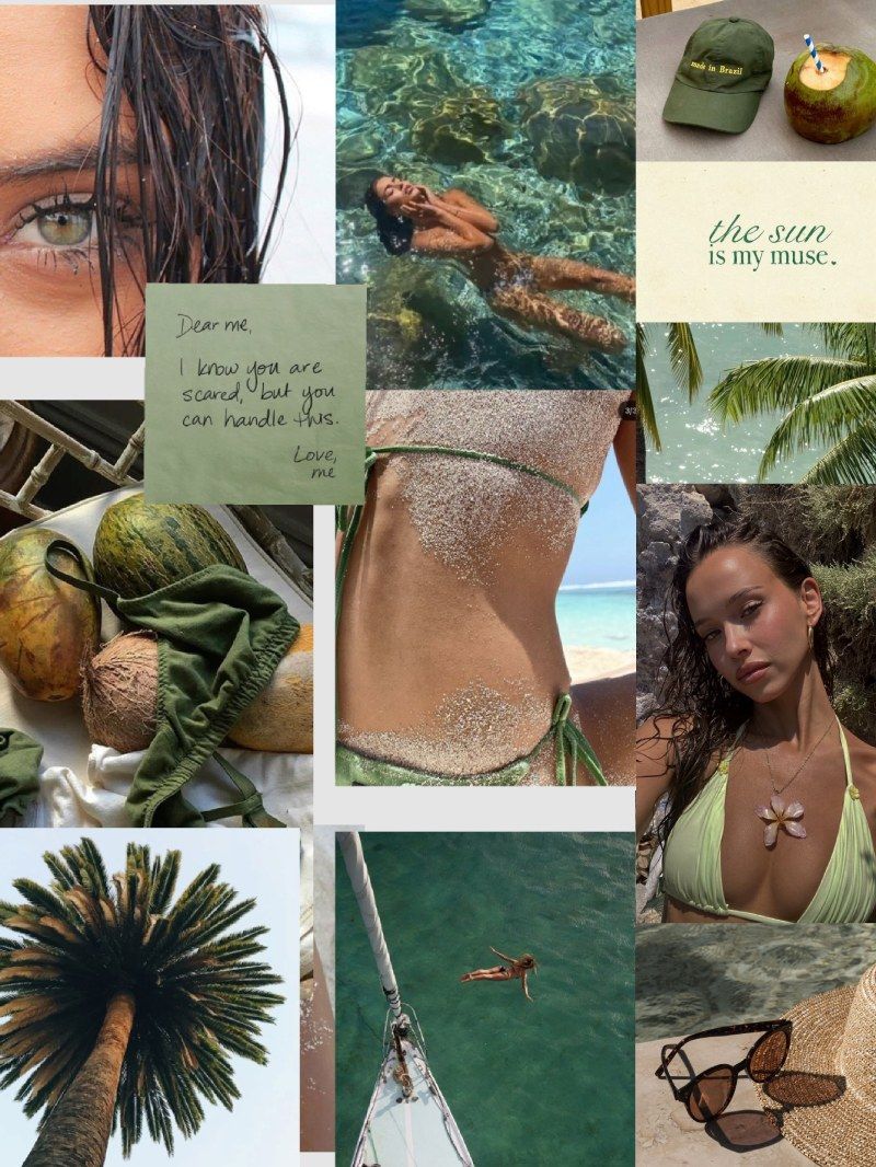 800x1066 Green Summer Beach Aesthetic Collage iPad Wallpaper Lock Screen Background