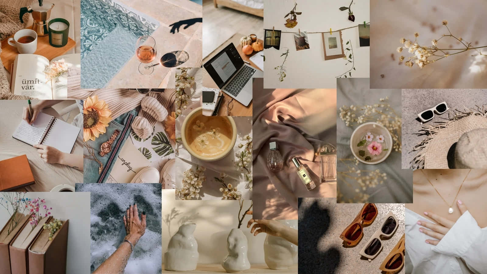 1600x900 Download Vanilla Aesthetic Collage Wallpaper