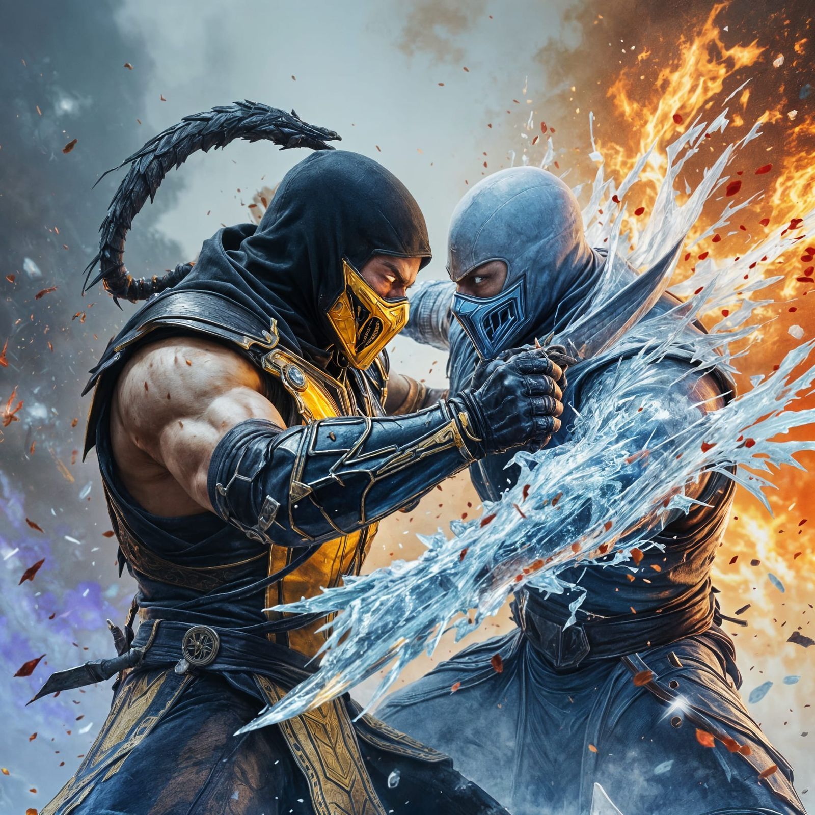 1600x1600 Scorpion and Subzero Clash in a Cinematic Mortal K