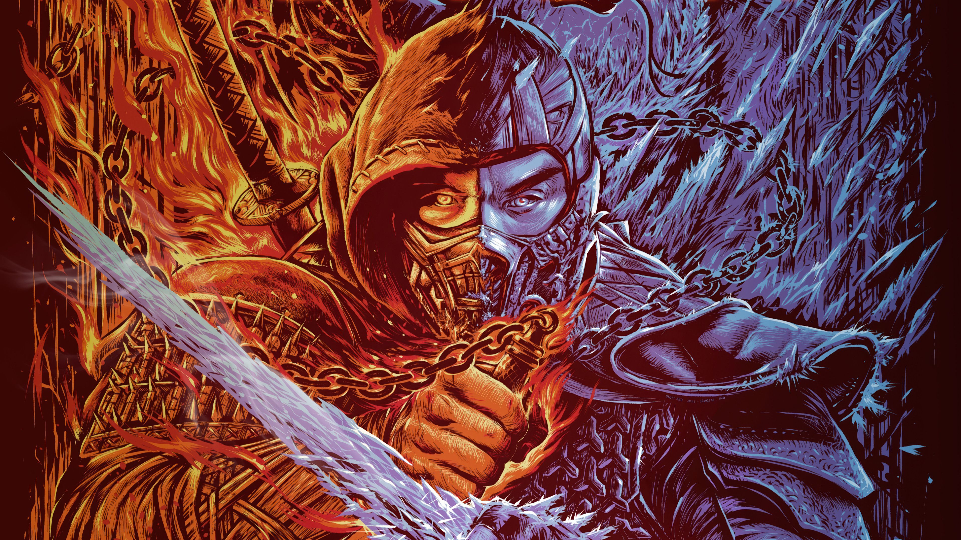 3840x2160 Scorpion Sub Zero Mortal Kombat Wallpaper 4K HD PC