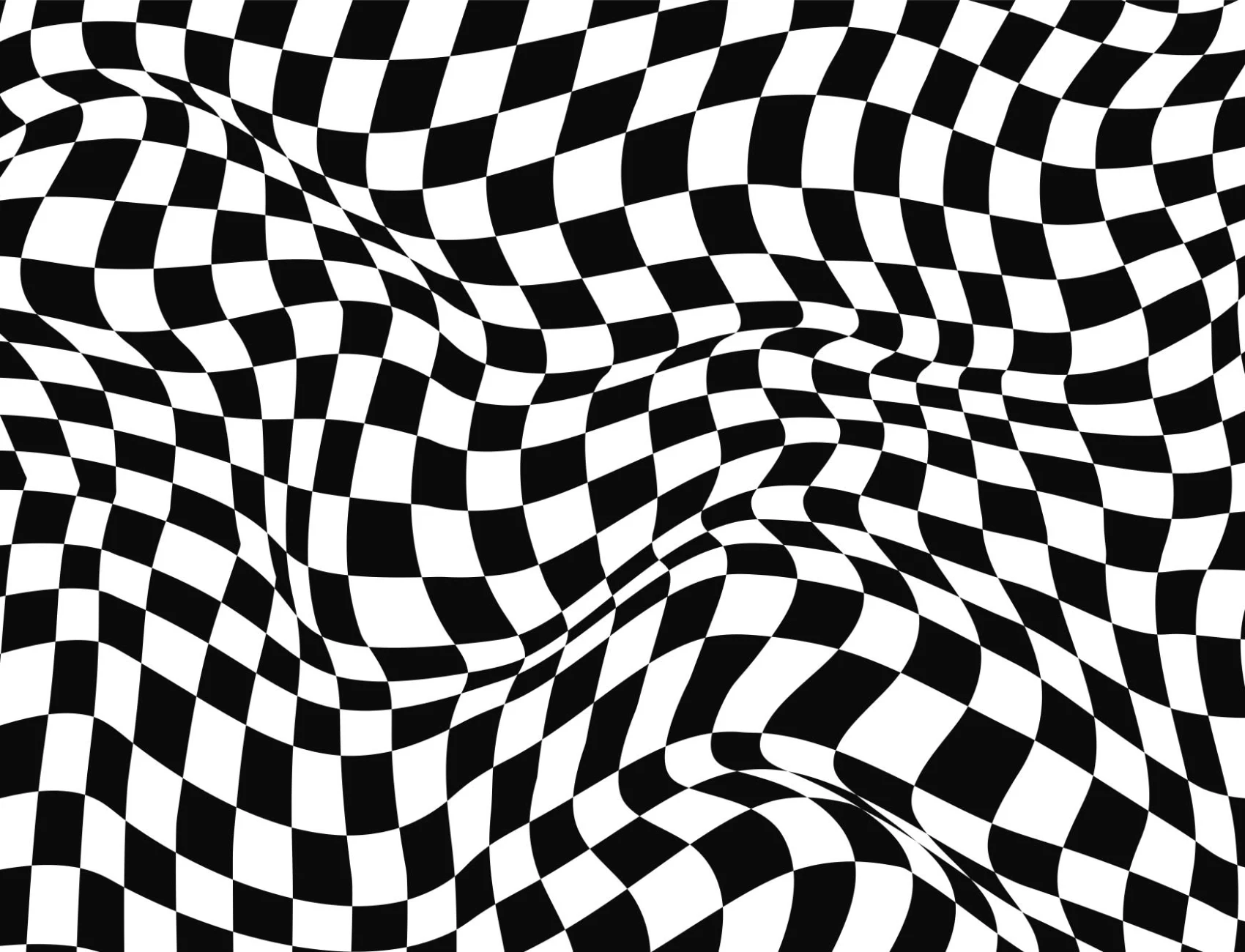 1700x1300 Black & White Wavy Chequered Aesthetic Wall Mural