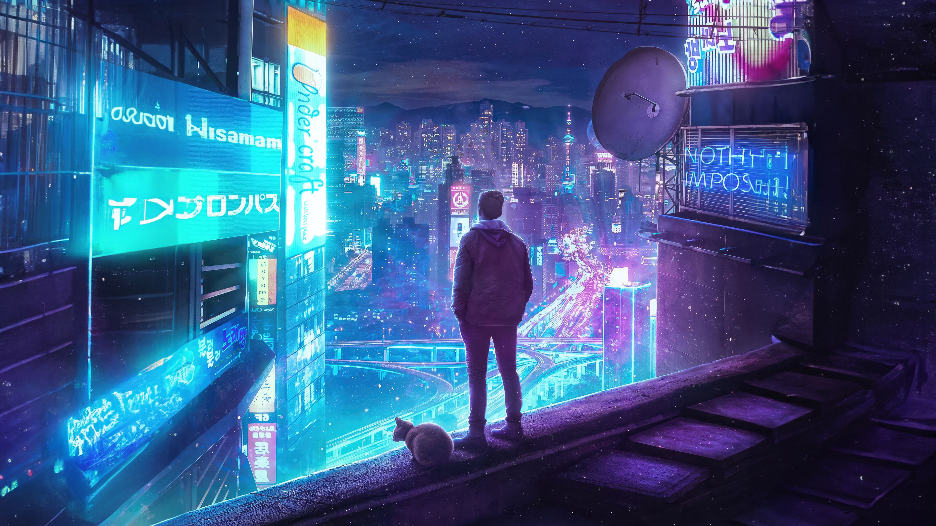 3840x2160 Capturing Moving Life Under Neon Lights Wallpaper, HD Artist Wallpaper, 4k Wallpaper, Image, Background, Photos and Picture