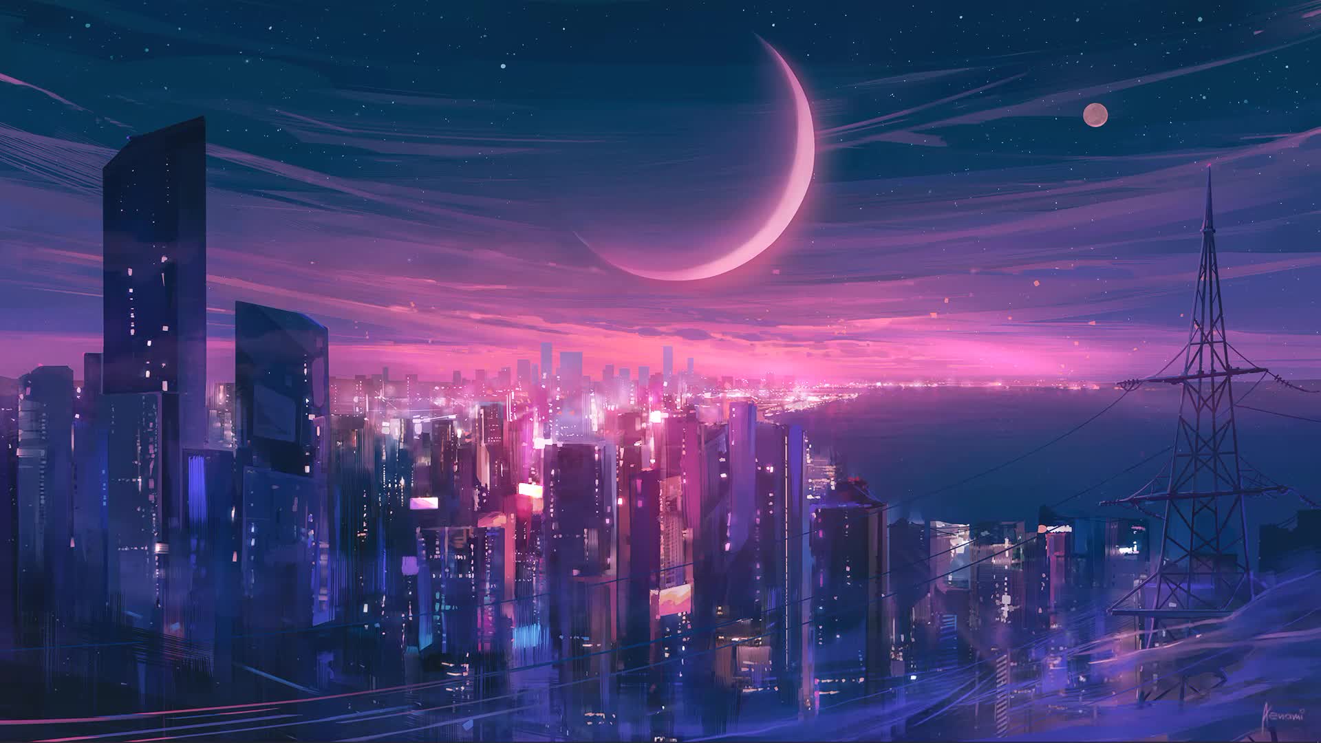 1920x1080 Midnight Eden City Live Wallpaper