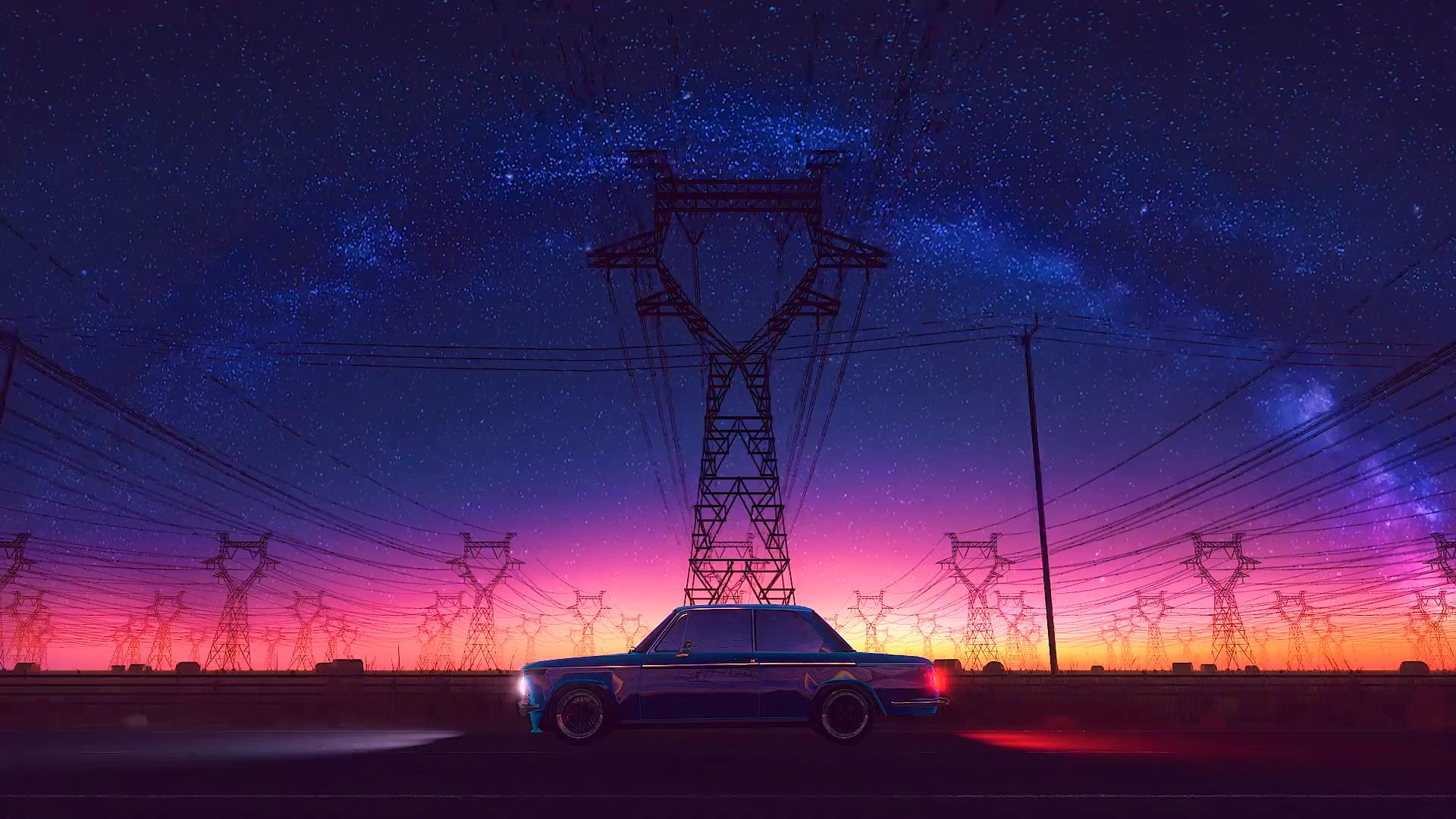 1920x1080 Moving Car at Starry Night Live Wallpaper