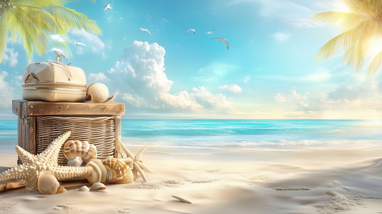 1456x816 Summer Beach Vacation Scene PowerPoint Background