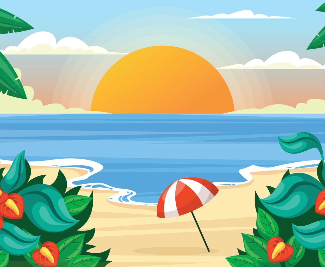 1136x936 Sunset Beach Scenery Background
