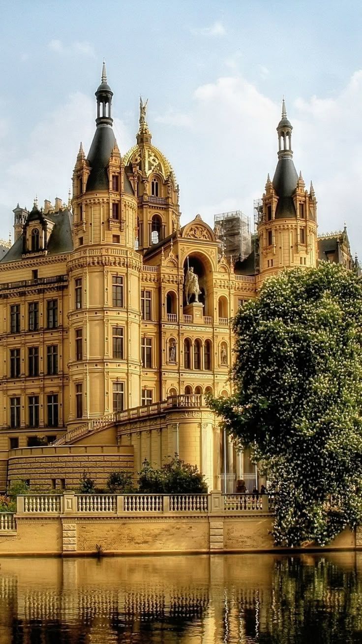 736x1308 Download Wallpaper 1080x1920 Germany, Schwerin, Castle, Water, Trees Sony Xperia Z ZL, Z, Samsung Galaxy S HTC One HD Background