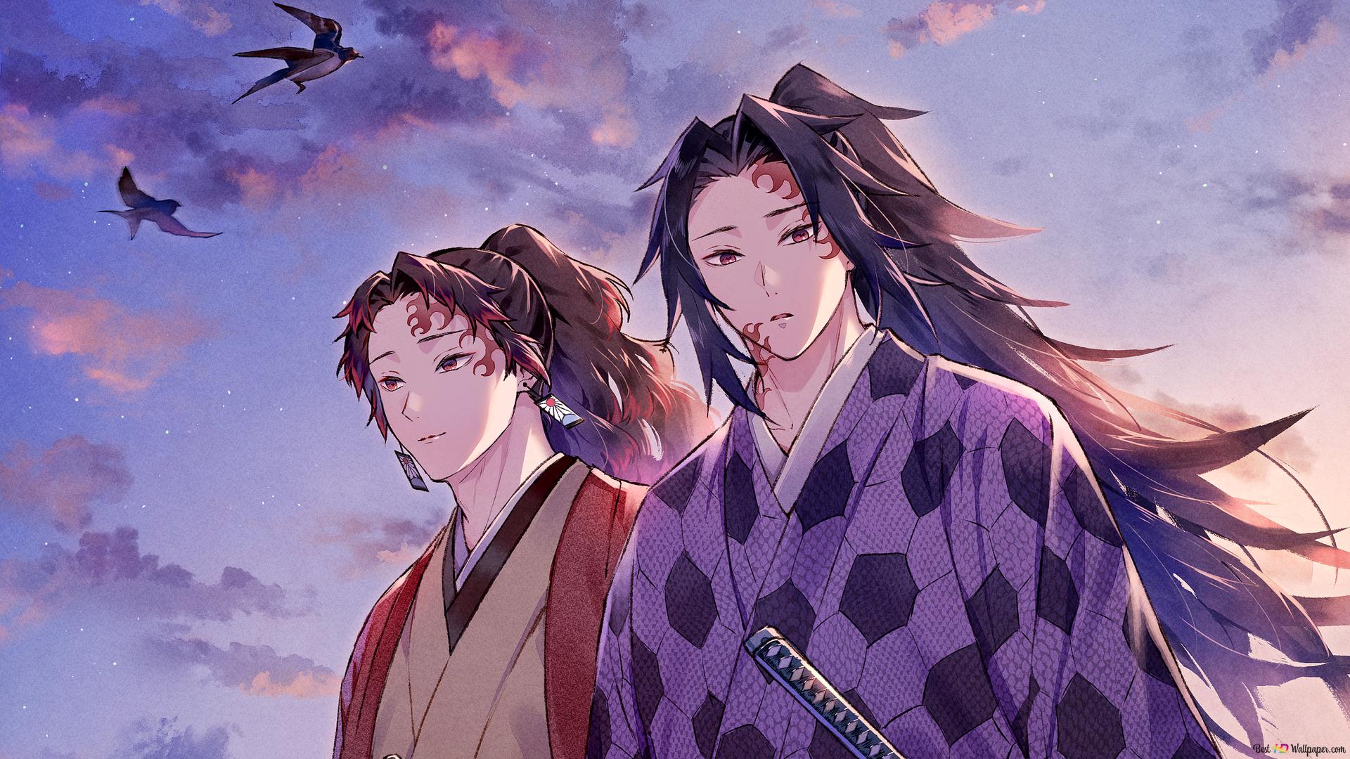 1920x1080 Yoriichi tsugikuni sun breathing and michikatsu tsugikuni moon 2K wallpaper download