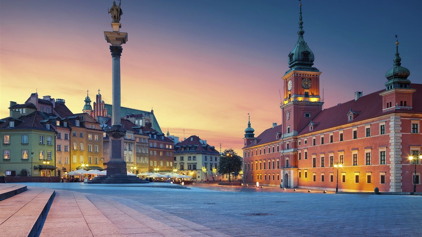 1366x768 Wallpaper Royal Palace, Poland, Warsaw, night 1920x1200 Picture, Image