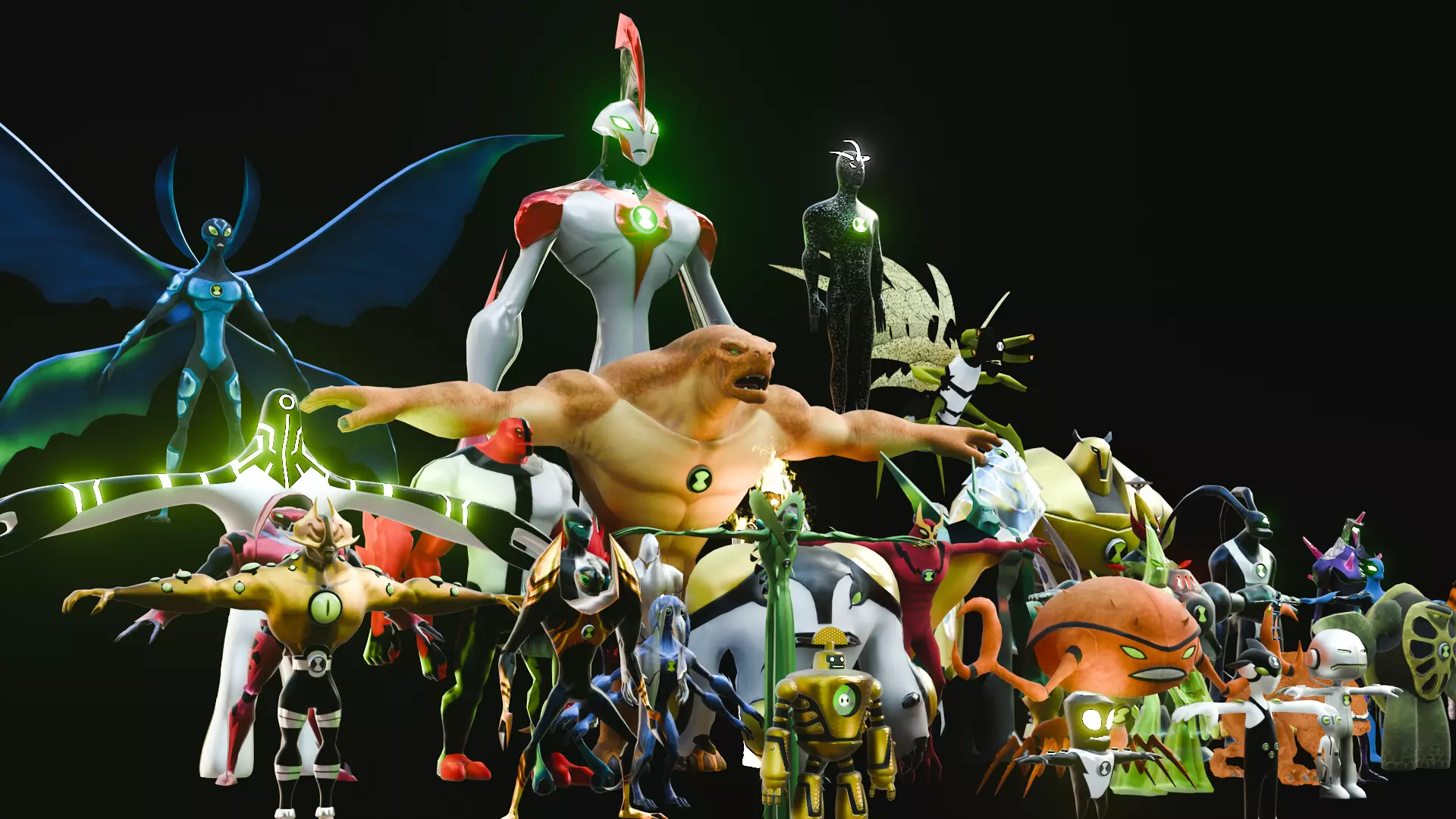 1920x1080 Ben 10 All Alien Transformations 3D Models Pack 3D model rigged