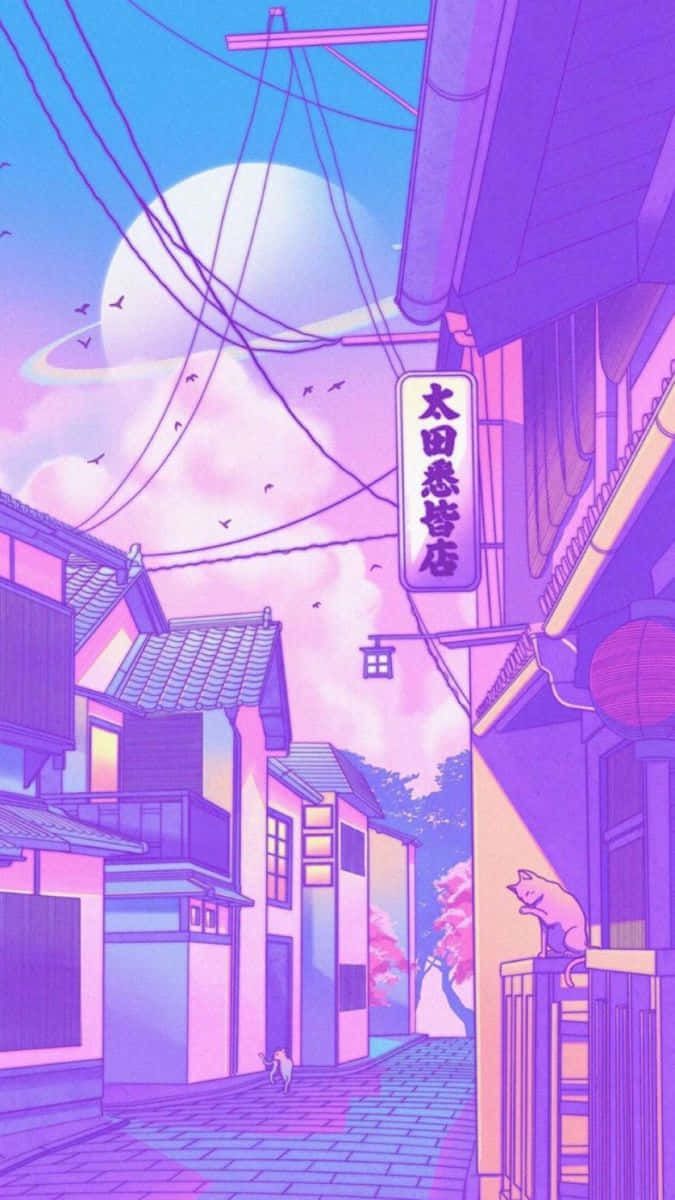 675x1200 Download Pastel Japanese Town Aesthetic Anime Background
