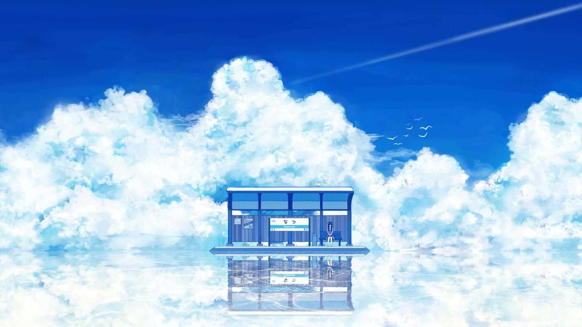 1920x1080 Pastel Blue Anime Wallpaper