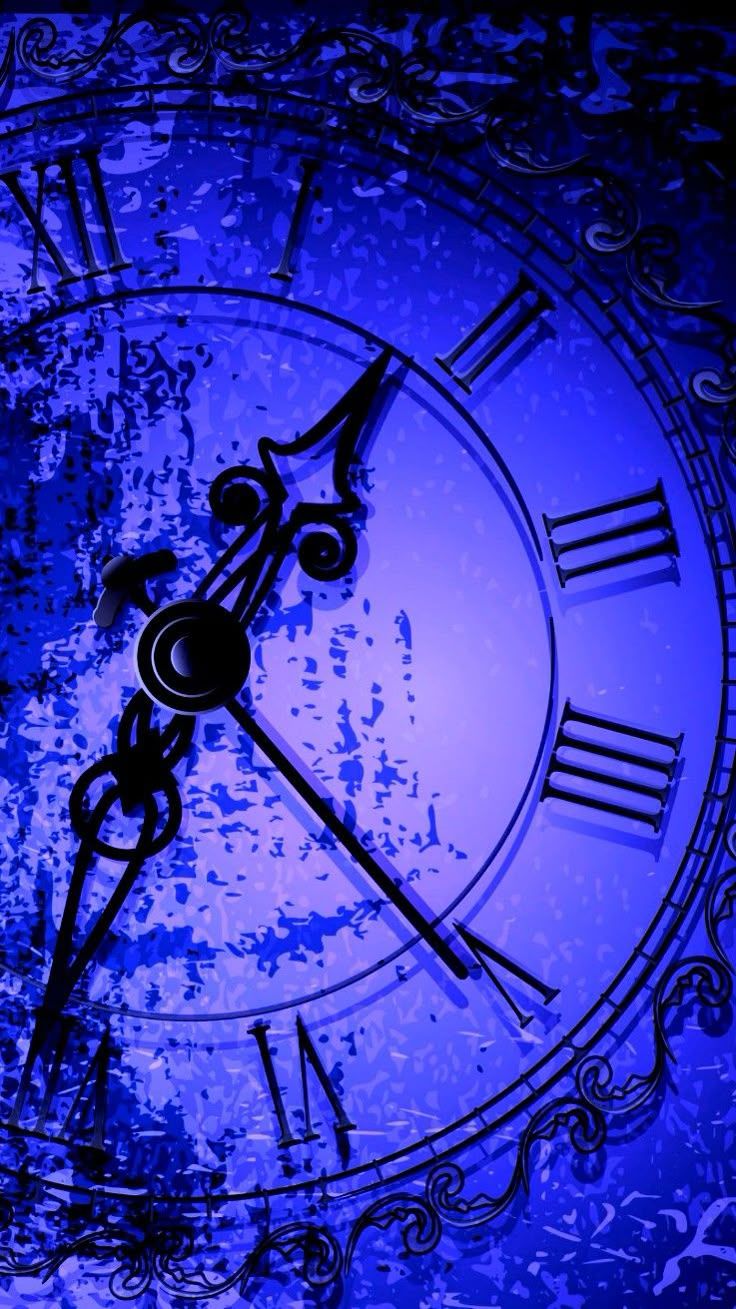736x1309 Blue Clock with Roman Numerals Wallpaper. Antique clock design, Blue vintage clock art, Home decor
