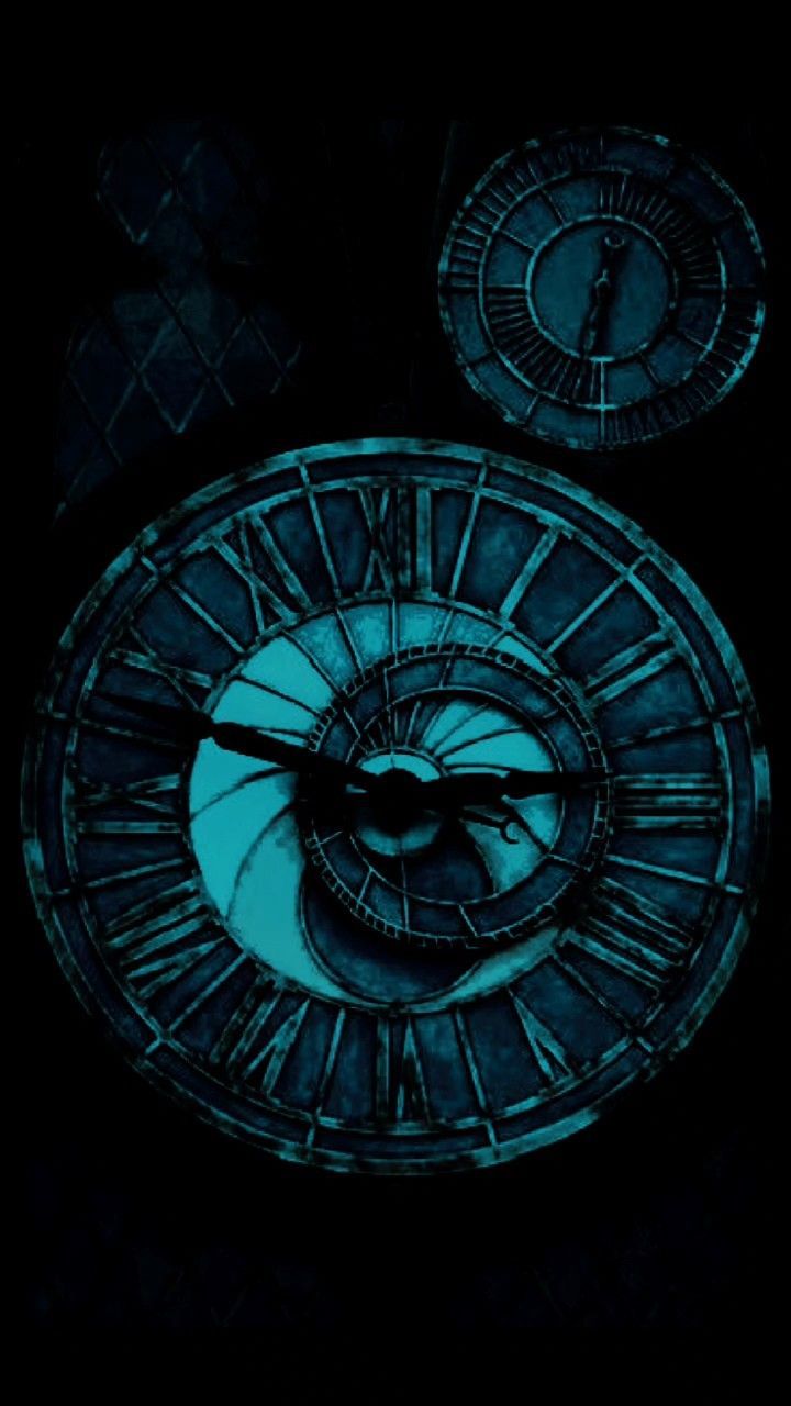 720x1280 Glowing Blue Clock Wallpaper. Turquoise aesthetic, Dark green aesthetic, Blue aesthetic wallpaper black