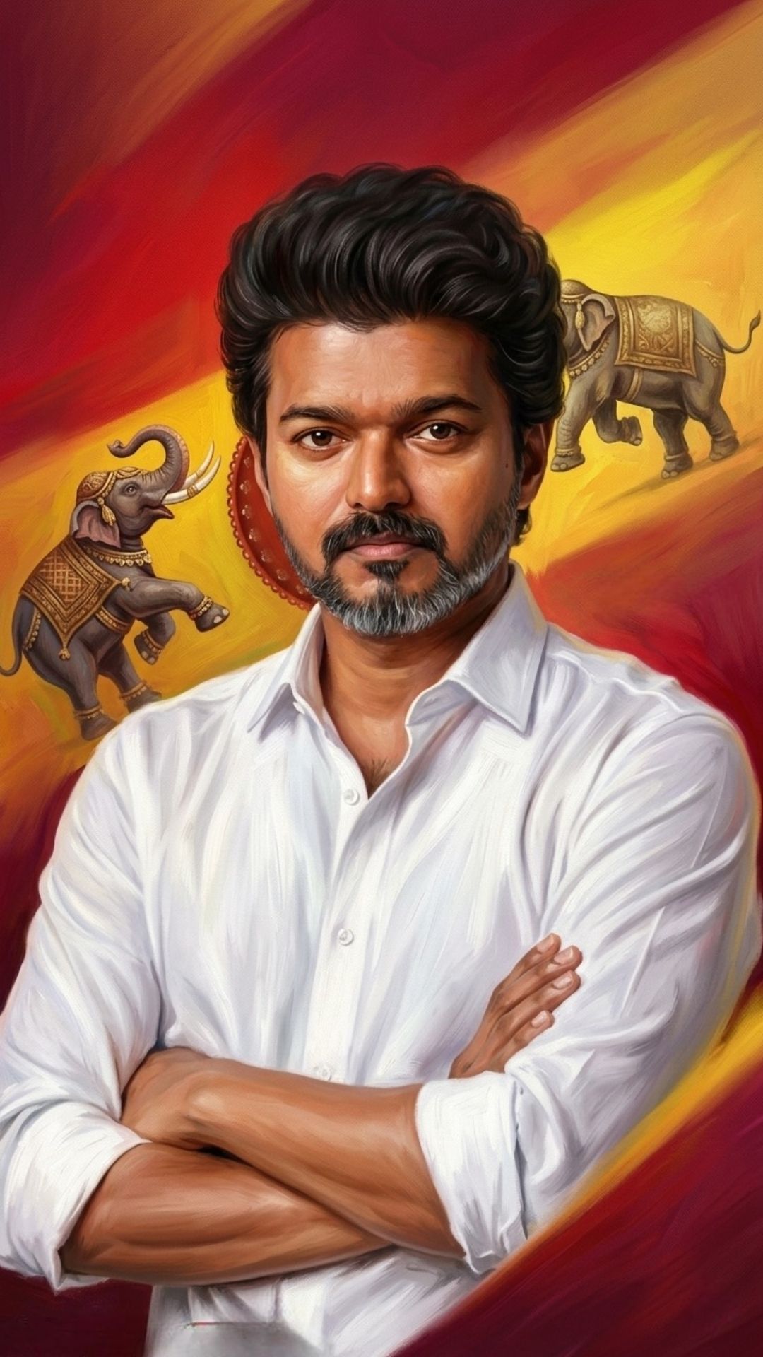 1080x1920 4k tvk vijay photo painting flag background download