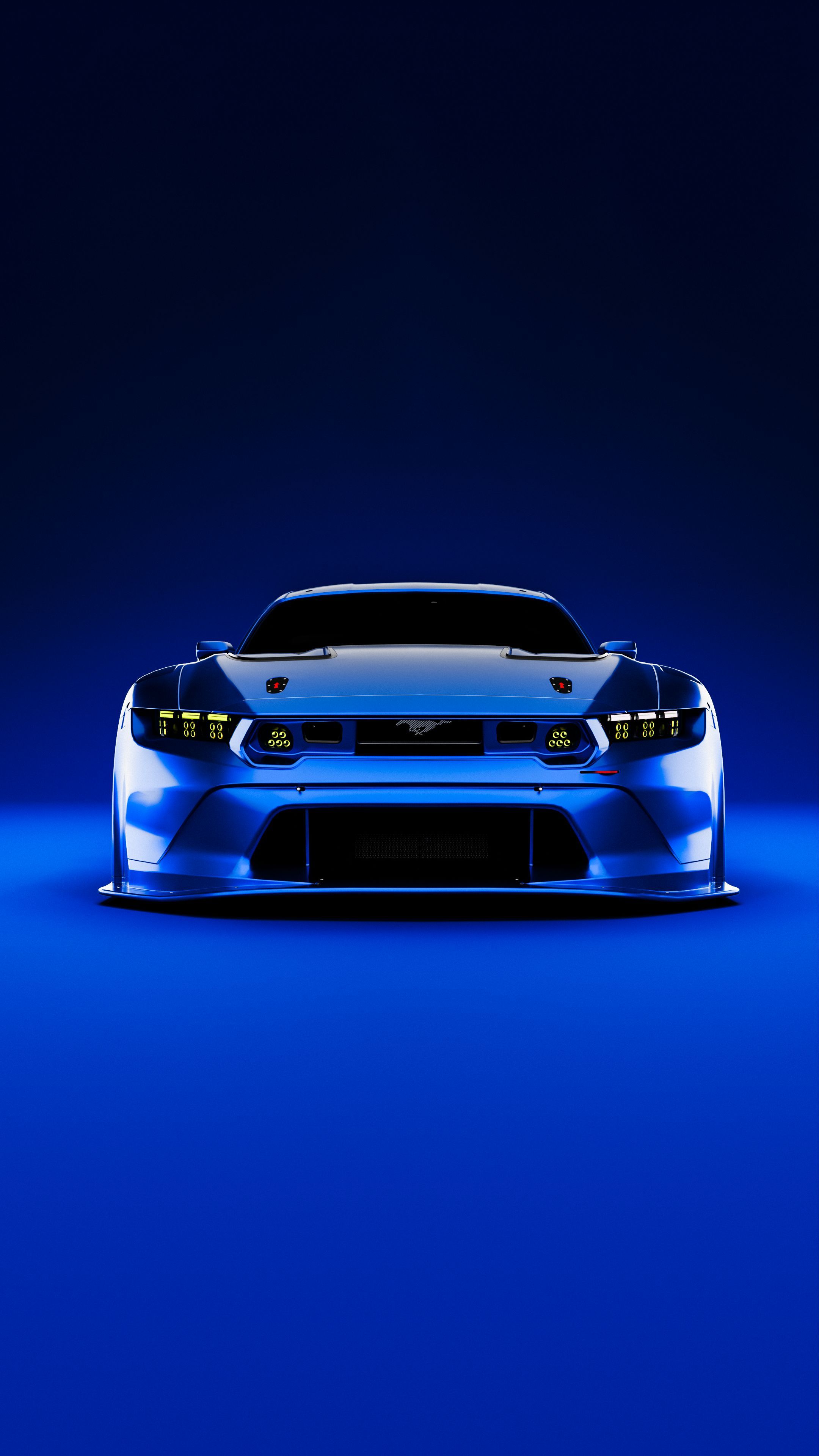 2160x3840 Front View of a Modern Blue Sports Car · Free