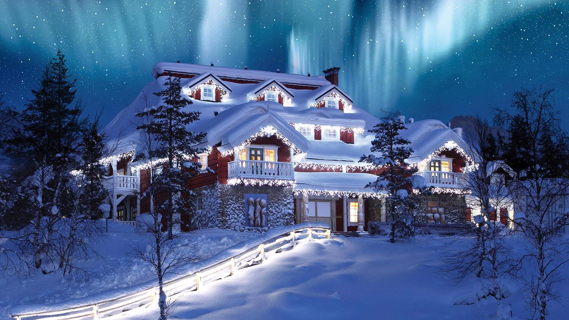 1920x1080 Christmas Northern Lights -Saariselkä, Finland