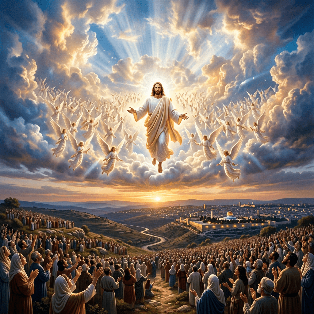 1024x1024 Jesus Returns In The Air Of Hope. AI Art Generator. Easy Peasy.AI