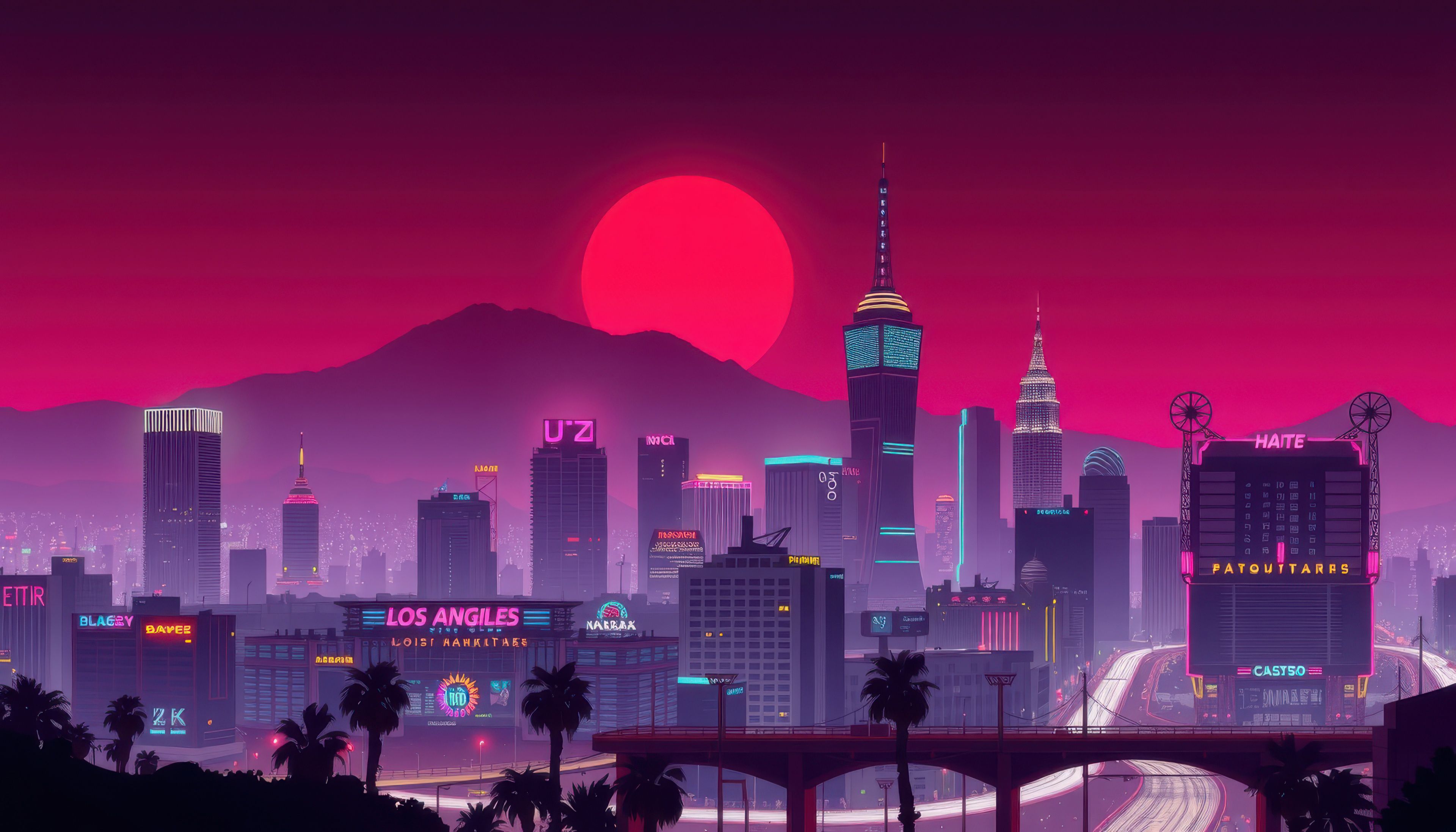 3840x2194 The Dystopian Retro Future Skyline Of Los Angeles Wallpaper, HD Artist Wallpaper, 4k Wallpaper, Image, Background, Photos and Picture
