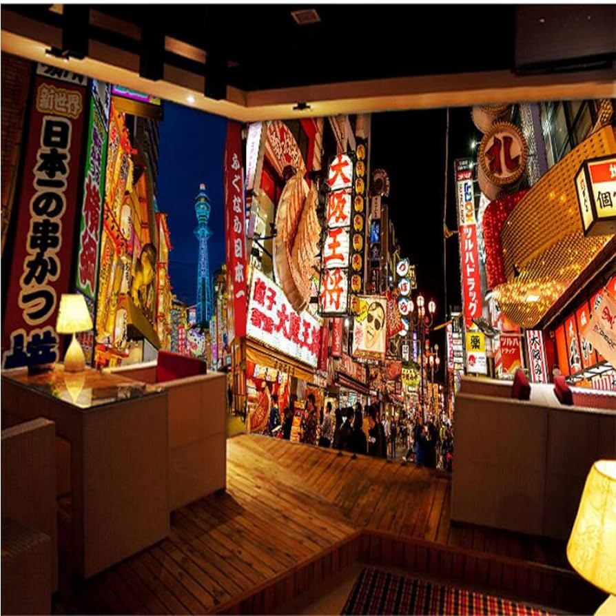 894x894 Japanese Street View Background Wallpaper Mural Japanese Restaurant Bar Izakaya Sushi Restaurant Industrial Decor Wall Paper 3D 300cm(L)×210cm(H), Wallpaper