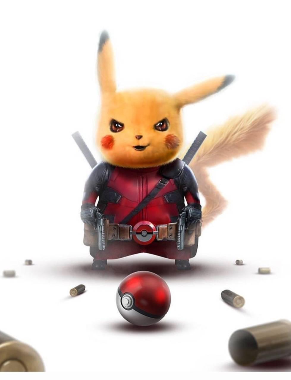 979x1280 Anime Deadpool Pikachu Wallpaper