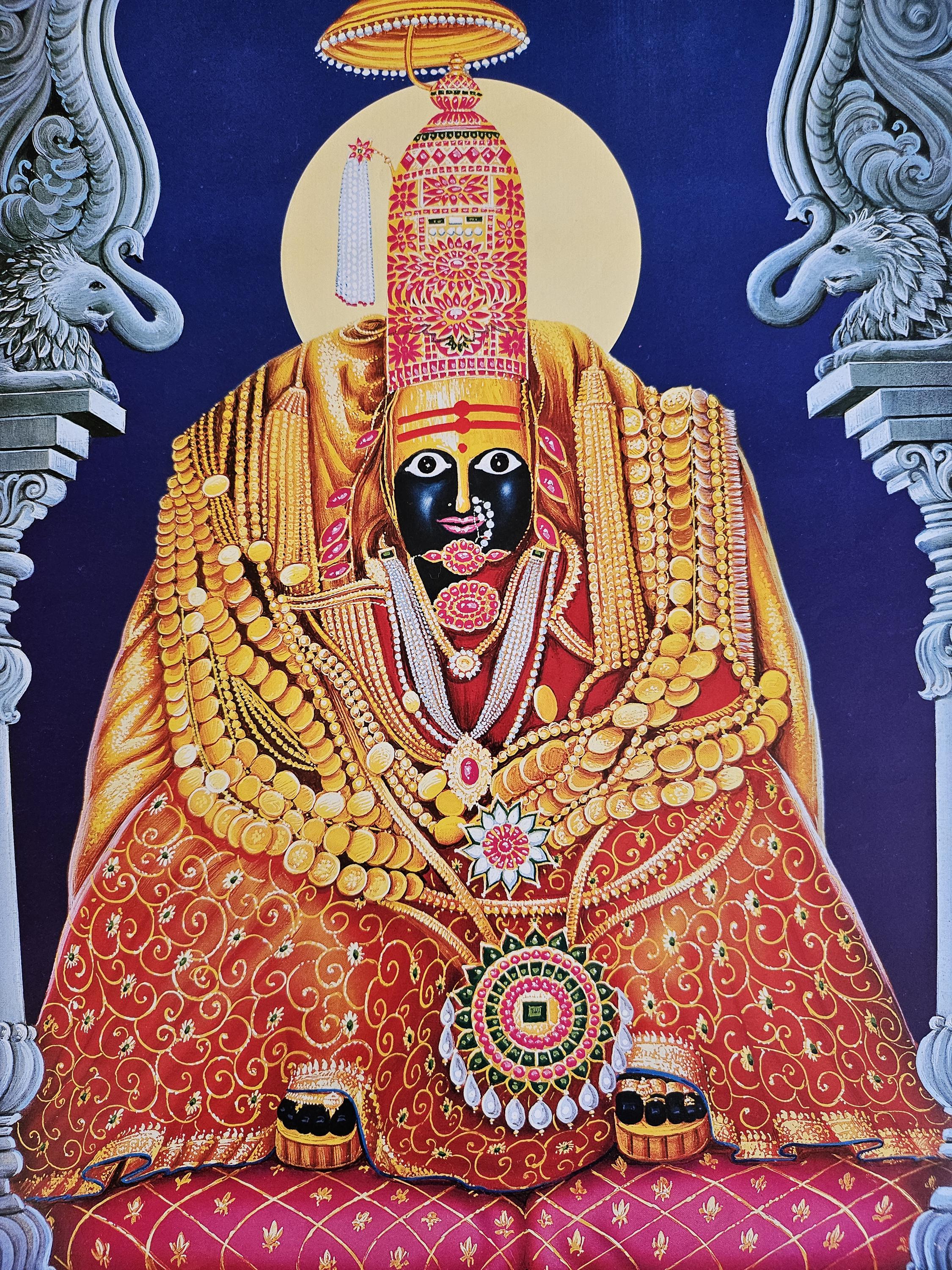 2250x3000 Modern Print of Hindu Goddess Tulja Bhavani Mata 15inch X 20inch Unframed