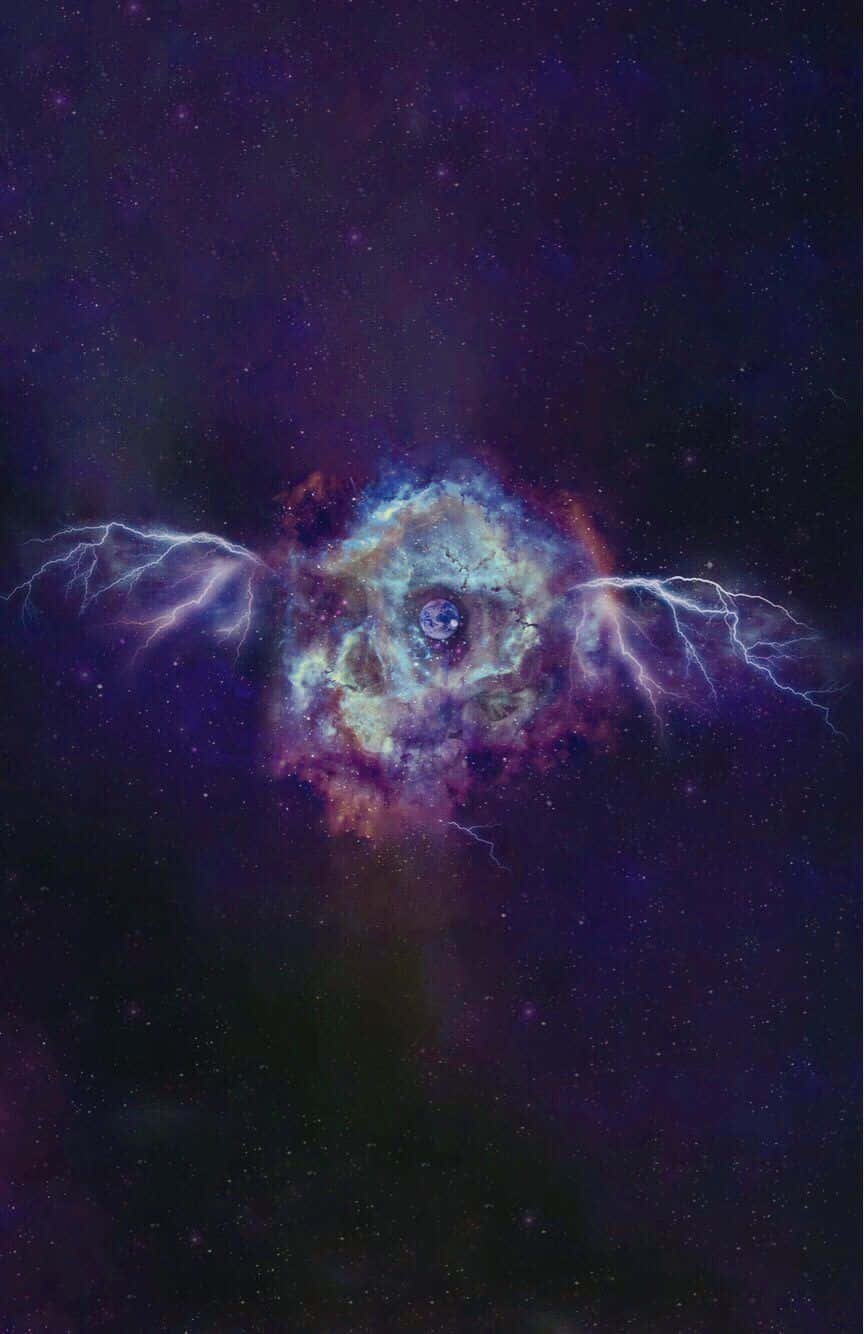 864x1334 Download a nebula with a blue and purple background Wallpaper