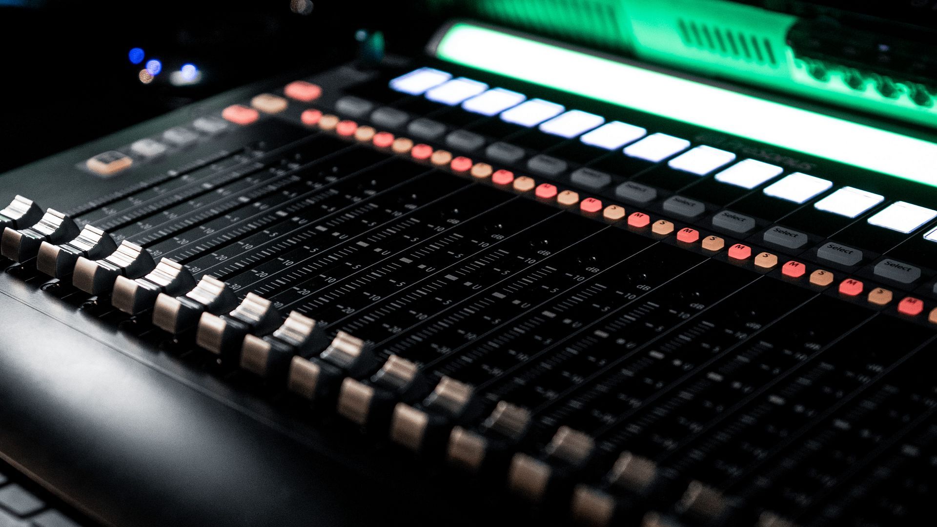 1920x1080 Download wallpaper 1920x1080 mixer, console, equalizer, sound recording, music full hd, hdtv, fhd, 1080p HD background