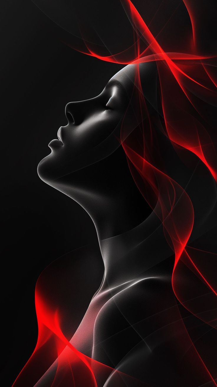 736x1308 Wallpaper girl, lines, silhouette, dark, red, Abstract 4K by Nady Murr. Download wallpaper girl, lines, silhouette, dark, red for free