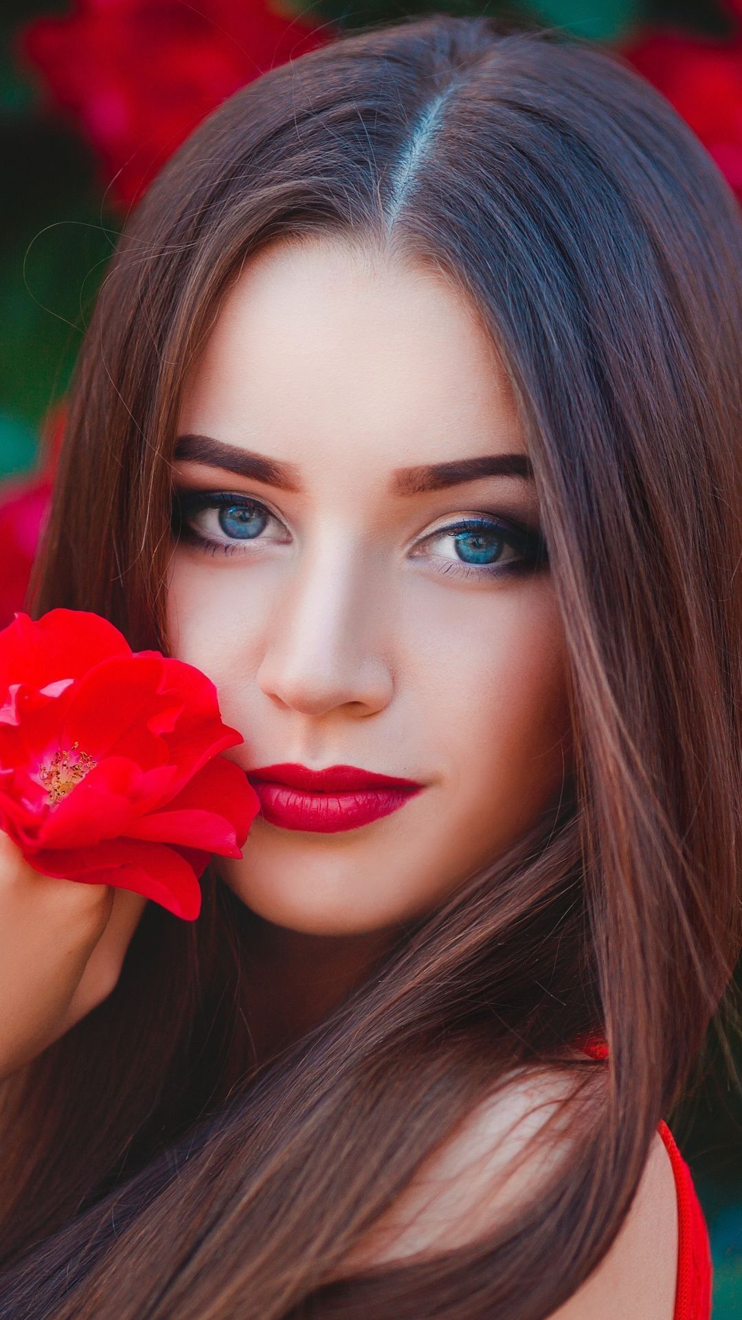 1080x1920 Women Red Wallpaper