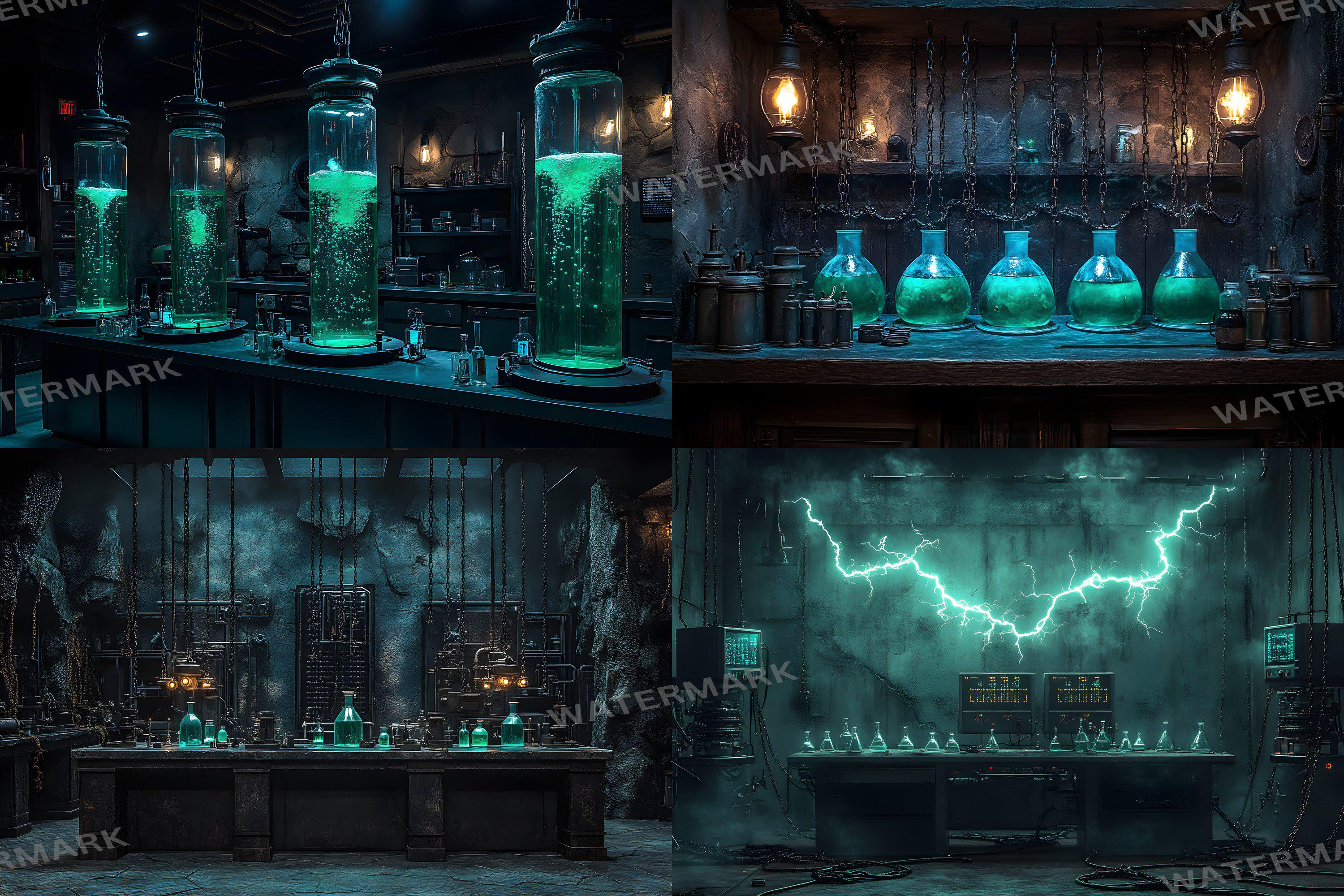 3000x2000 Mad Scientist Lab Backdrops, Gothic Halloween, Steampunk Sci Fi (40 Jpgs)