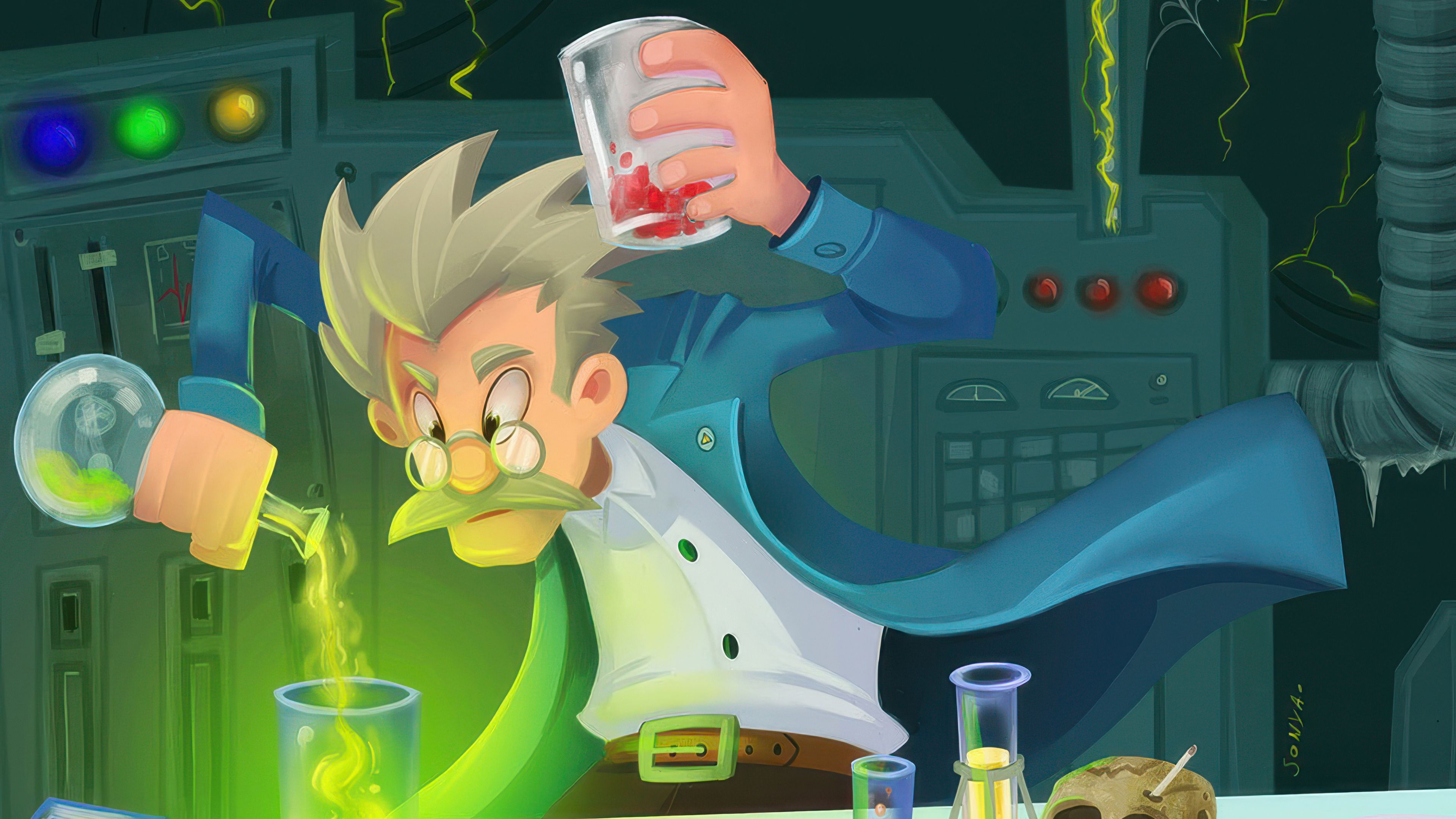3840x2160 Mad Scientist Laboratory Wallpaper, HD Artist Wallpaper, 4k Wallpaper, Image, Background, Photos and Picture