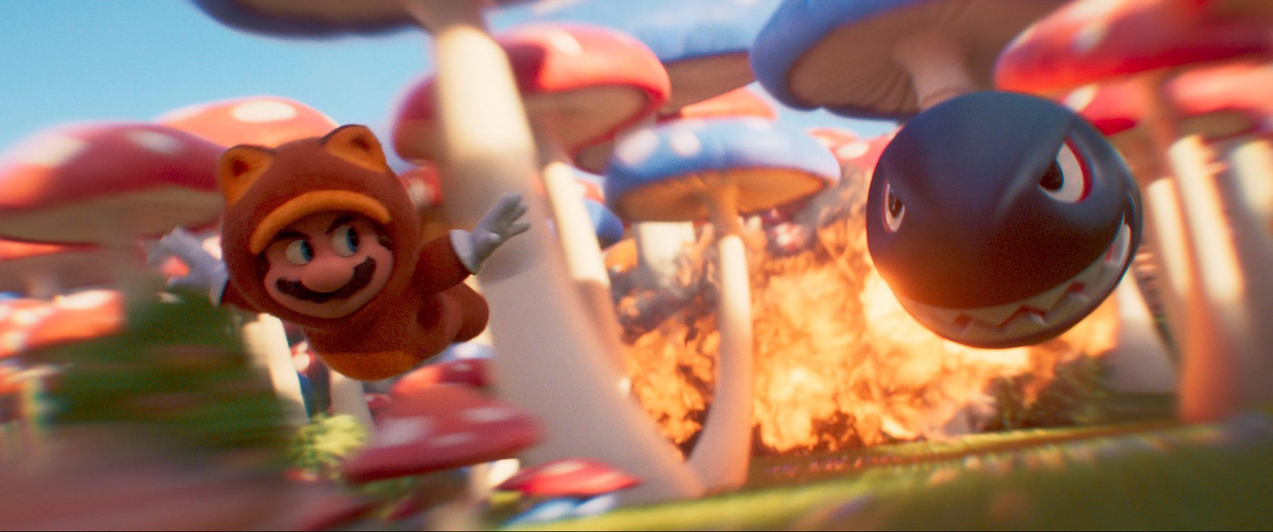 2560x1071 Tanooki Mario and (3D printed) banzai bill from the movie