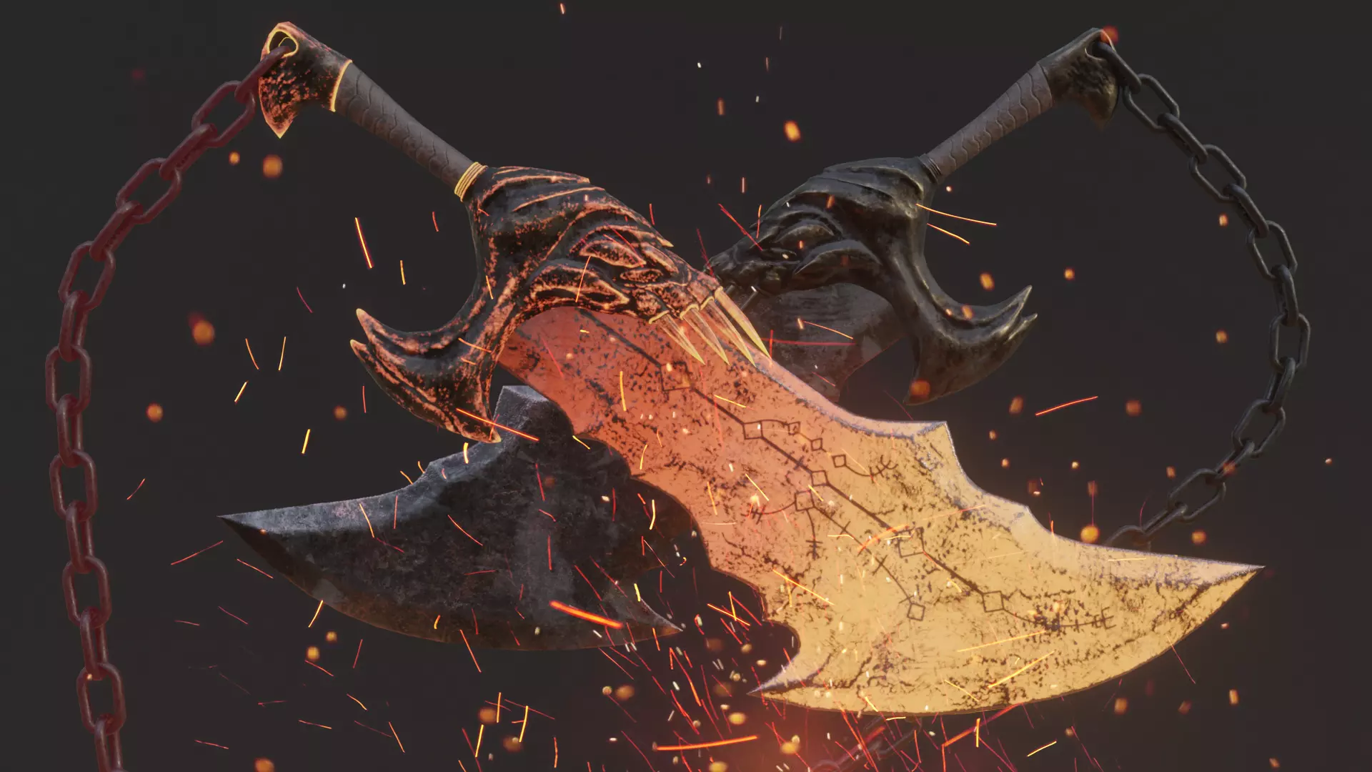 1920x1080 3D Model Chaos Blades God Of War RAGNAROK VR / AR / Low Poly