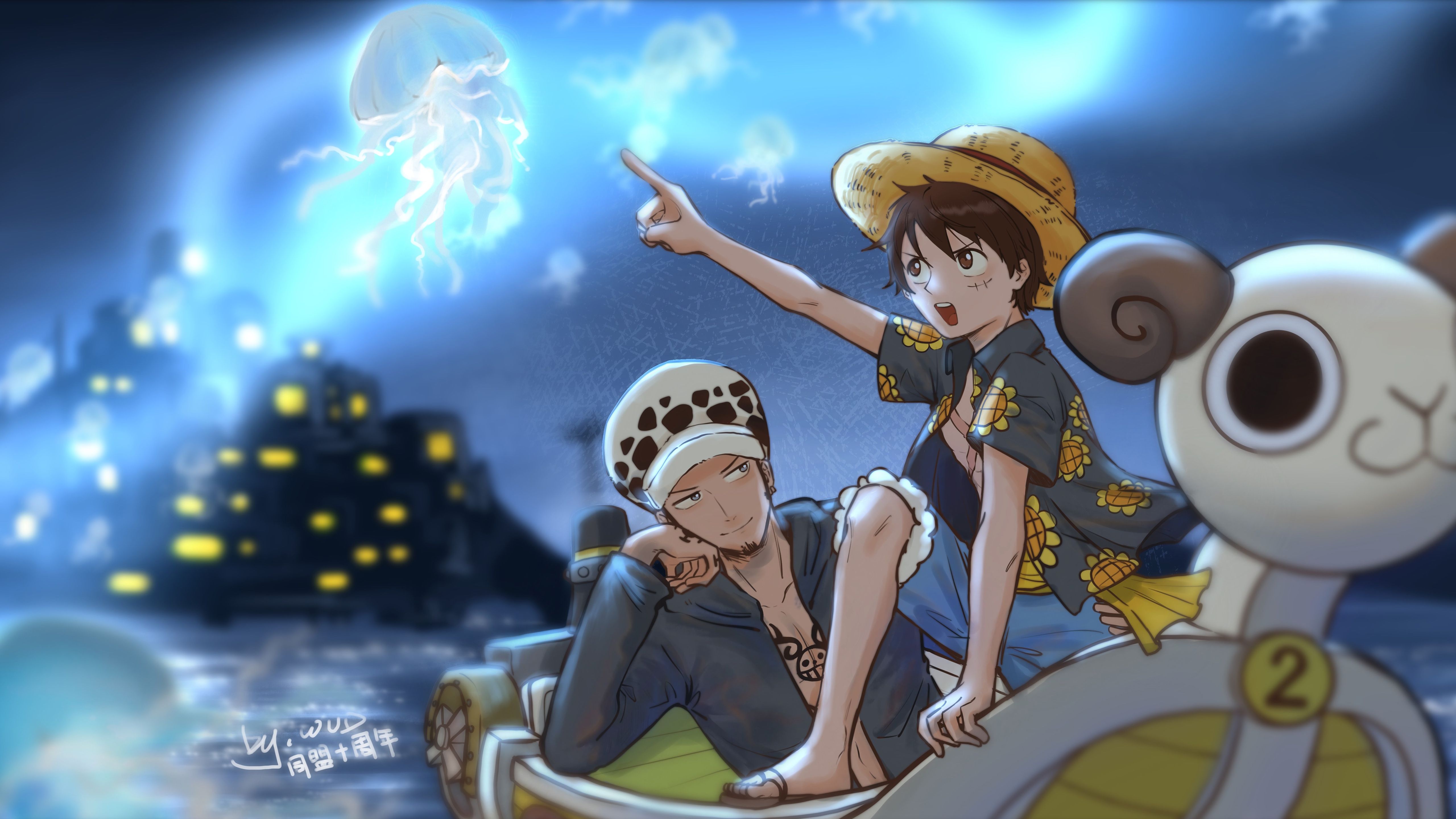 5120x2880 Trafalgar Law Monkey D. Luffy 4K 5K HD One Piece Wallpaper