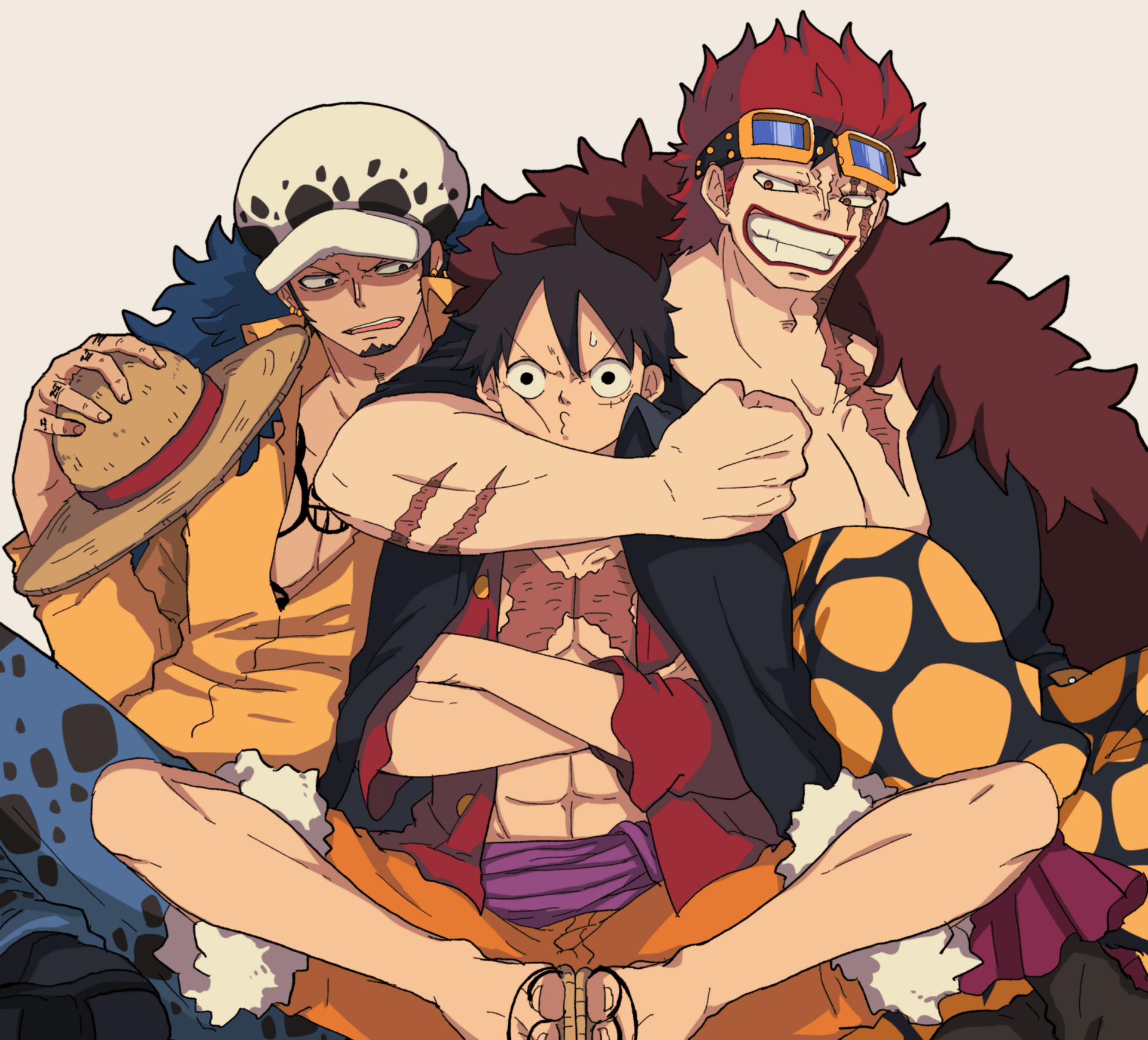 1920x1740 One Piece 2K: Luffy, Law & Eustass Kid