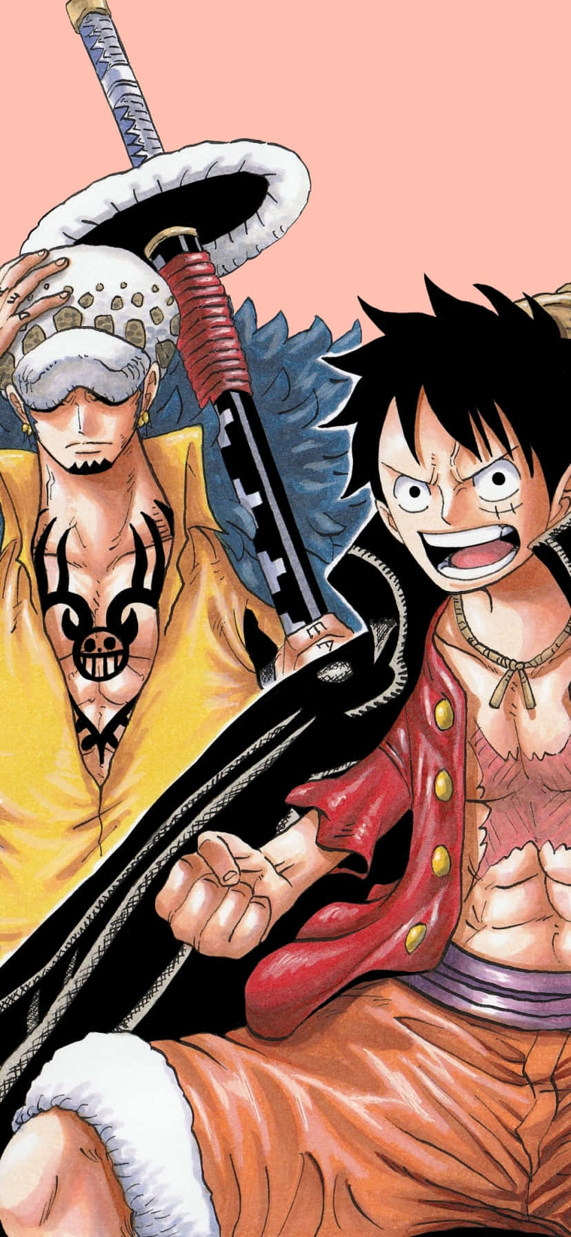 828x1792 Luffy Law Wallpaper