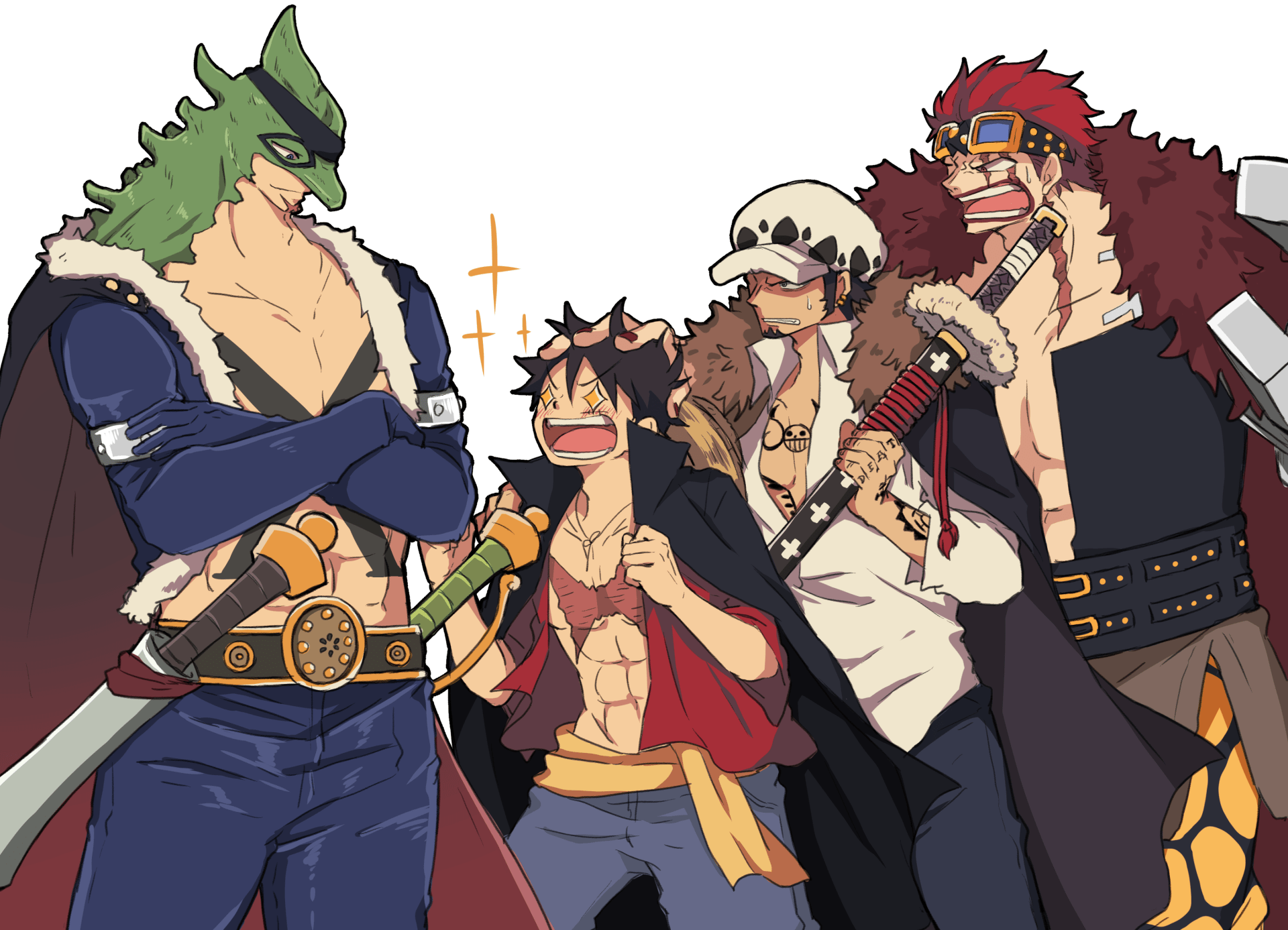 1920x1387 Download Eustass Kid Trafalgar Law Monkey D. Luffy Anime One Piece HD Wallpaper by ねんねこx2600