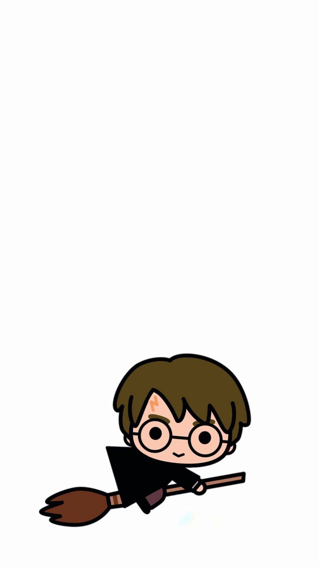 1060x1884 Download Cute Harry Potter Flying Broom Wallpaper