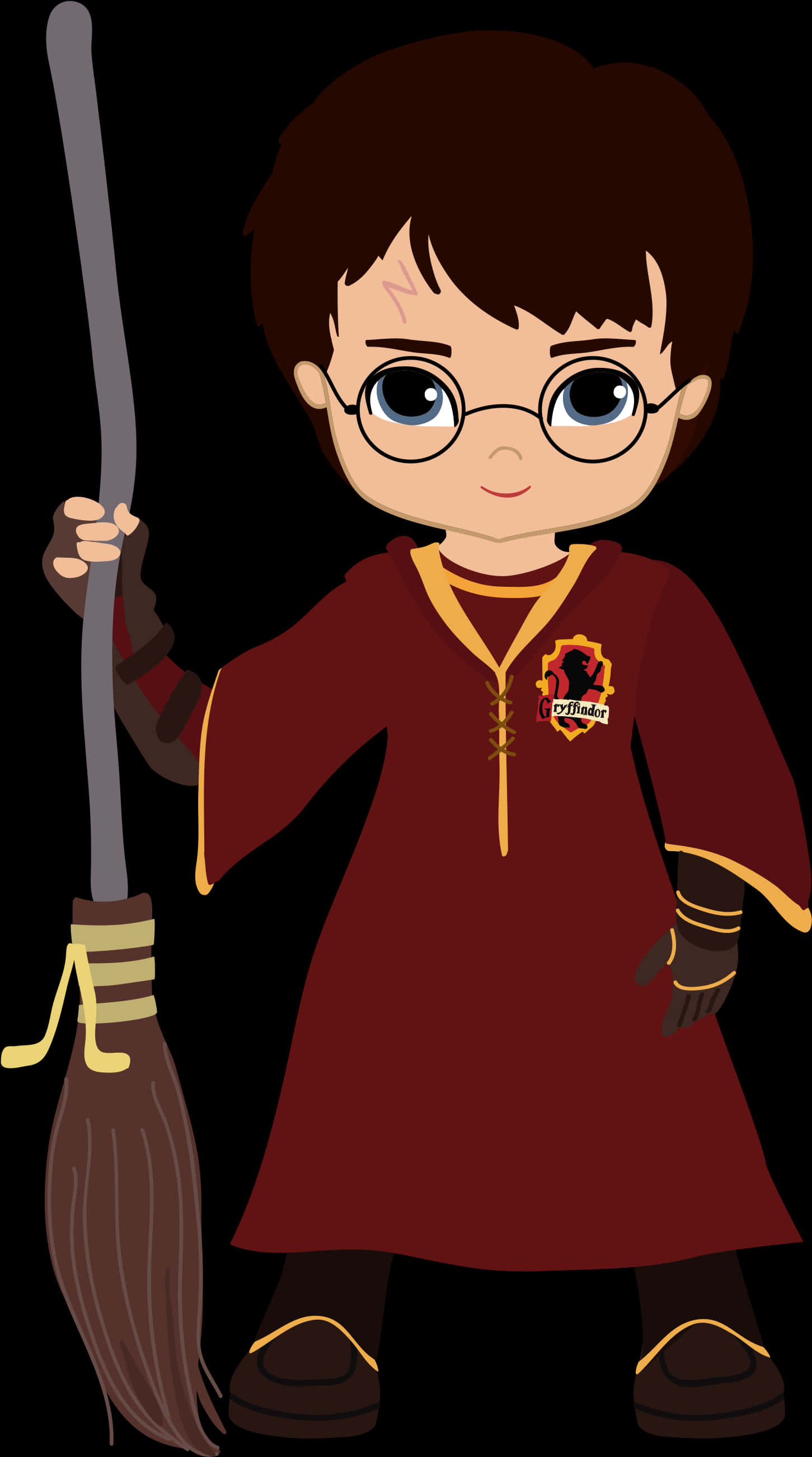 1451x2602 Download Chibi Harry Potterwith Broomstick Wallpaper