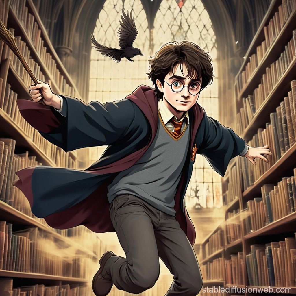 1024x1024 Harry Potter in 90 Anime Broom Ride Fade. Stable Diffusion Online