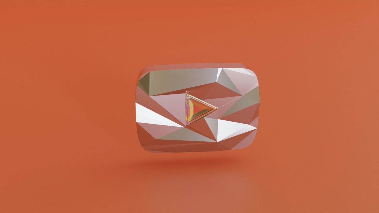 1280x720 Youtube 10 Million Subscribers Award Youtube Diamond Play Button 3D model